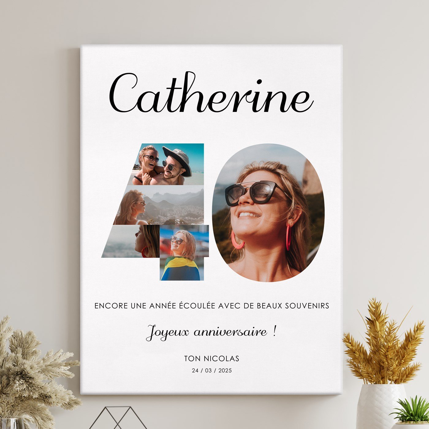 Collage de fotos personalizado en lienzo para mujer de 40 años