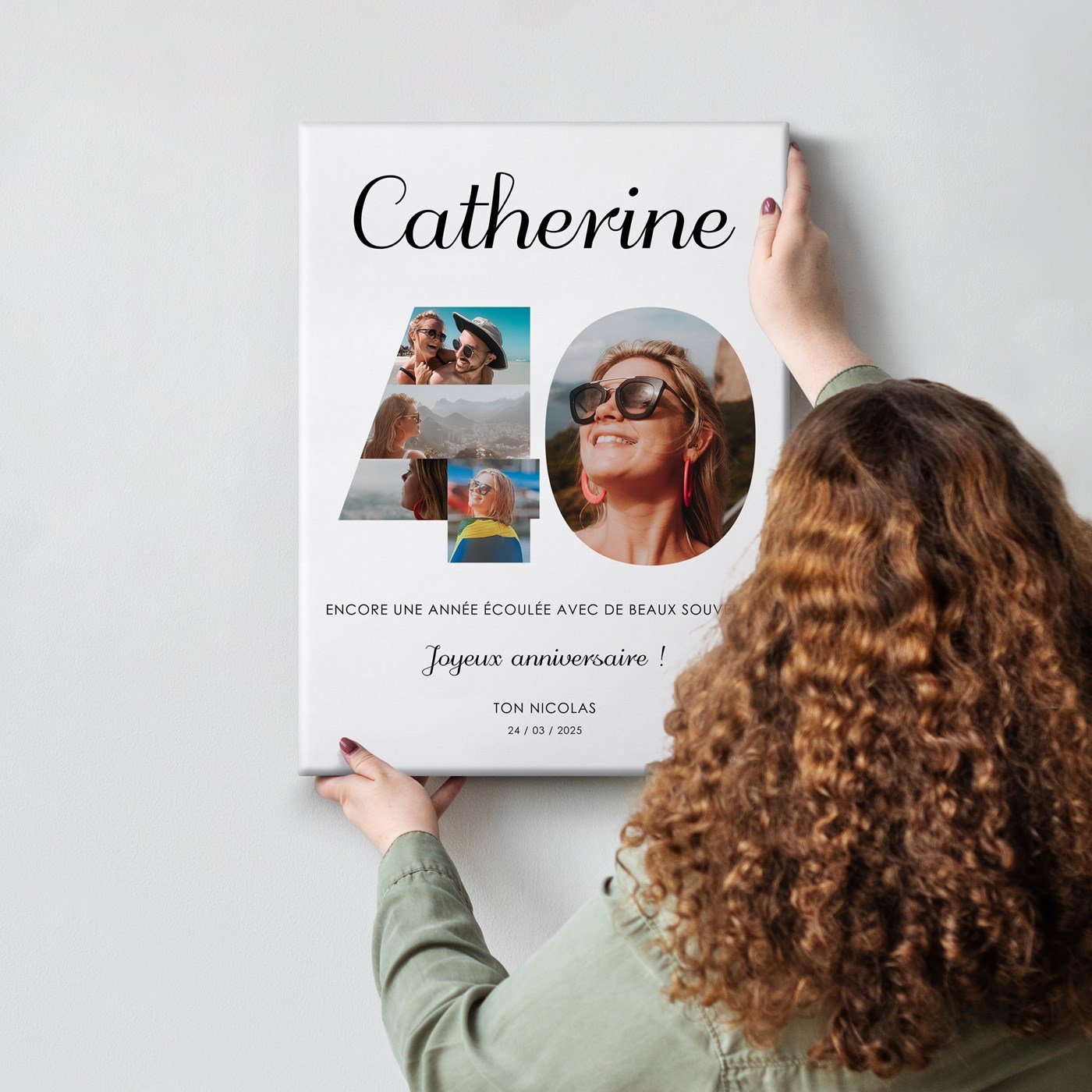 Collage photo personnalisé sur toile pour femme 40 ans