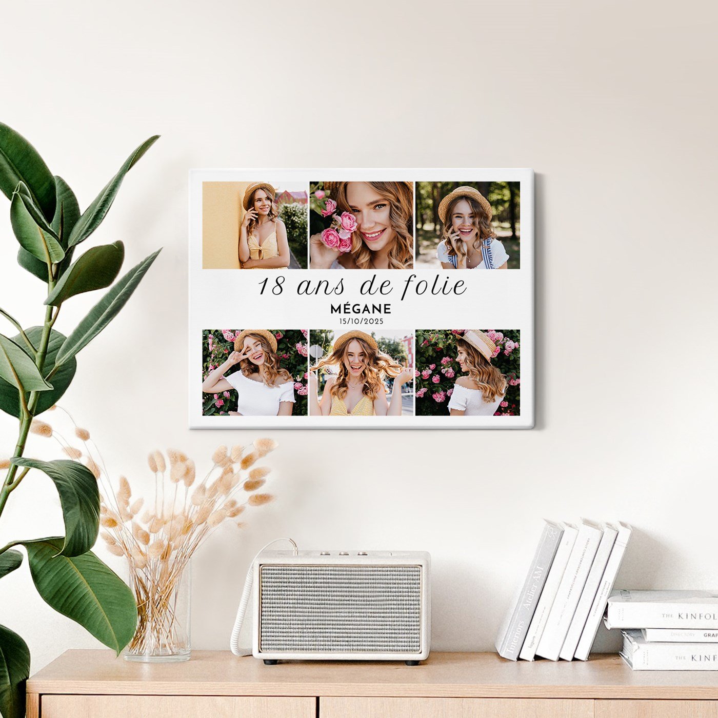 Collage photo personnalisé sur toile - Cadeau d'anniversaire pour les 18 ans