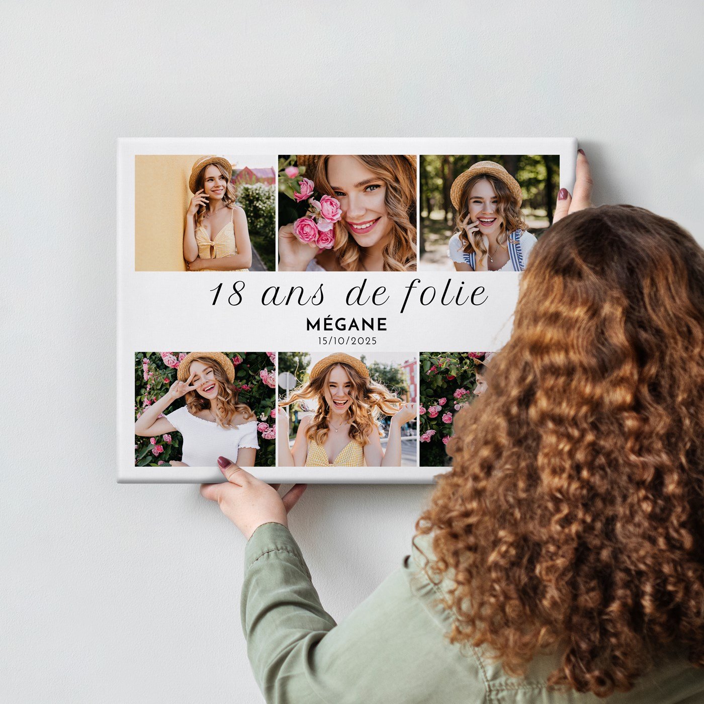 Collage photo personnalisé sur toile - Cadeau d'anniversaire pour les 18 ans