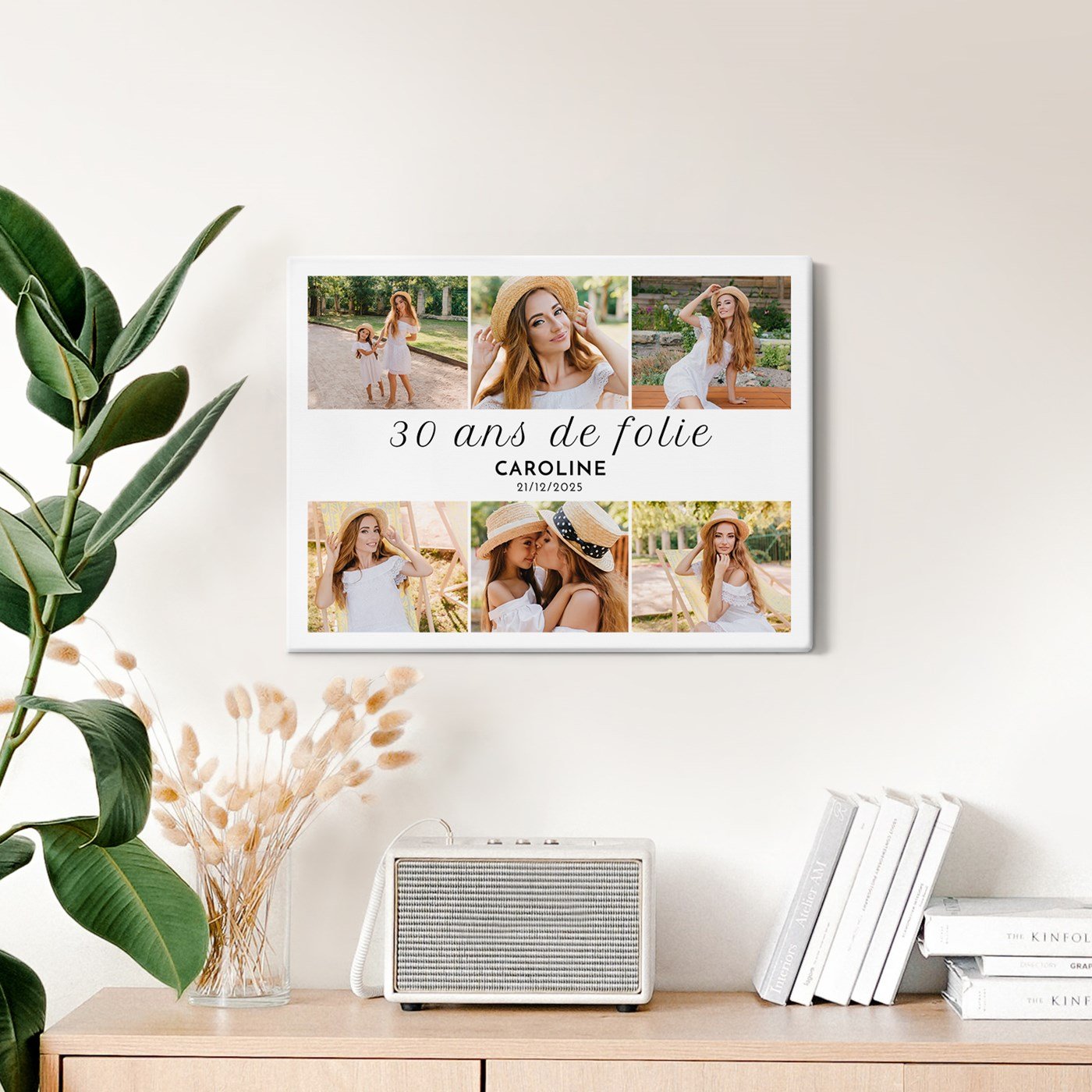 Collage fotográfico personalizado sobre lienzo para mujeres de 30 años