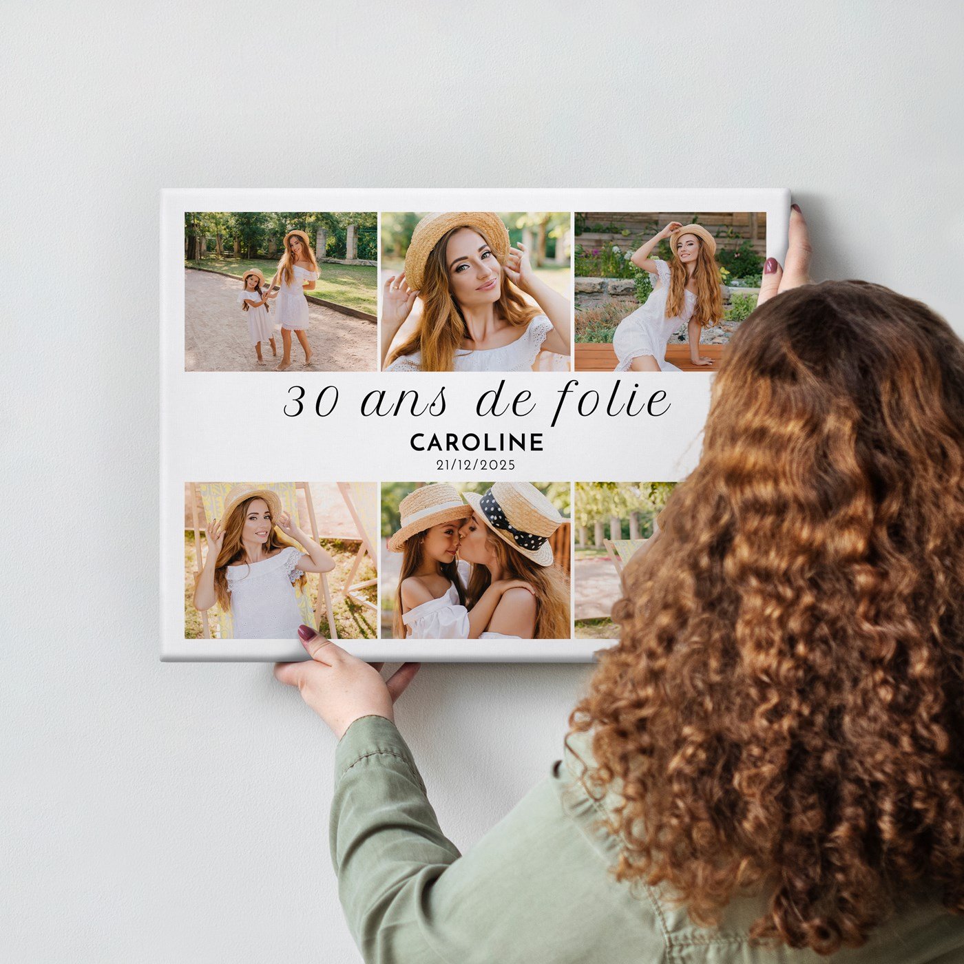 Collage fotográfico personalizado sobre lienzo para mujeres de 30 años