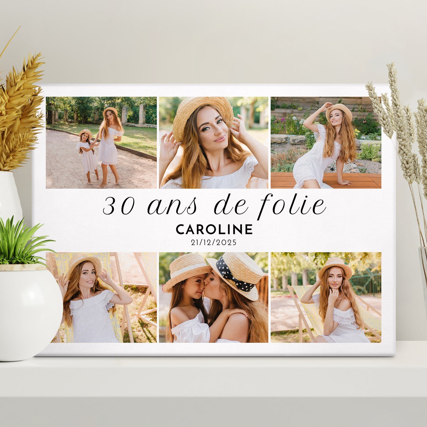 Collage photo personnalisé sur toile pour femme de 30 ans