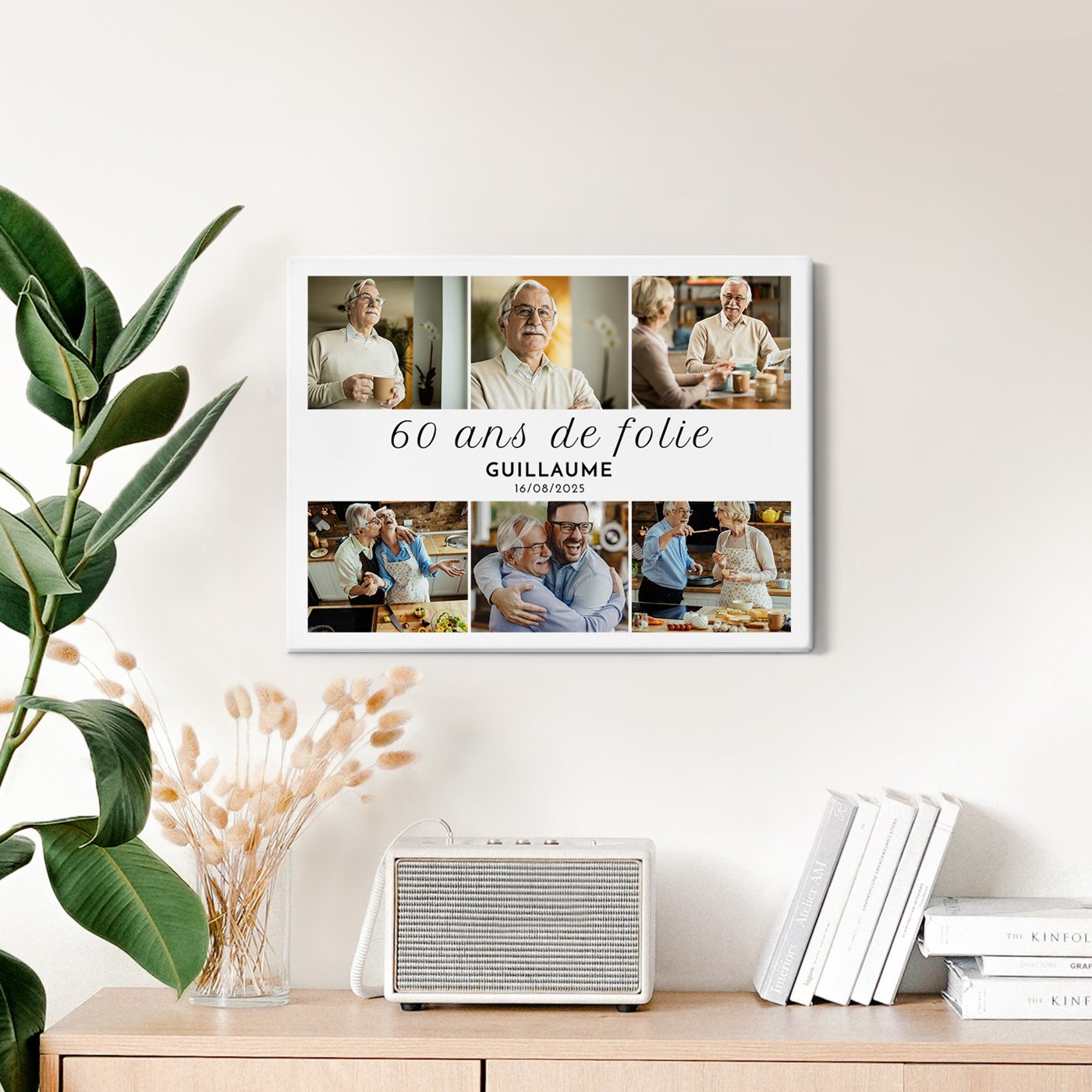 Personalized Photo Collage on Canvas for Men's 60th Birthday