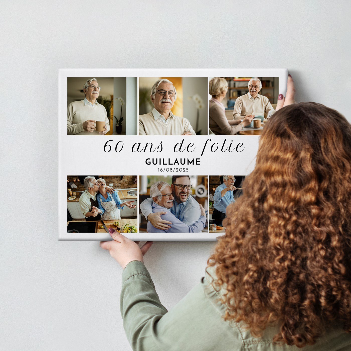 Personalized Photo Collage on Canvas for Men's 60th Birthday