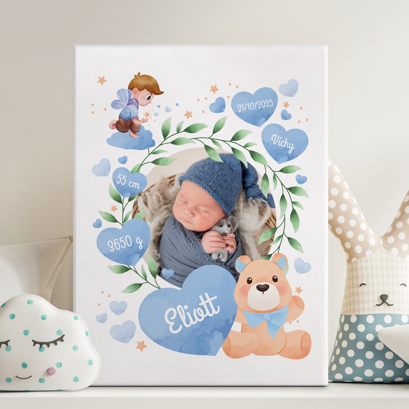 Toile personnalisée Murrano pour la naissance d'un garçon