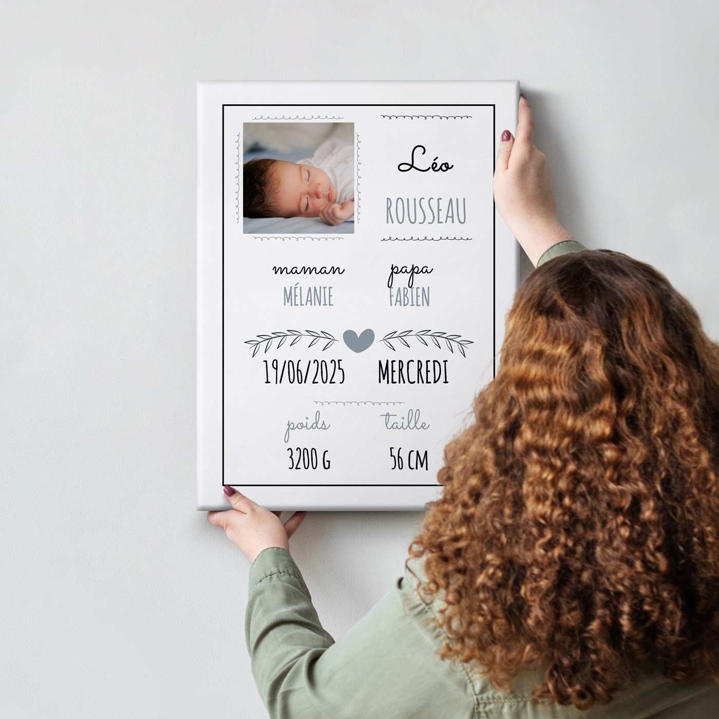 Lien personalizado de Murrano con foto para el nacimiento de un niño