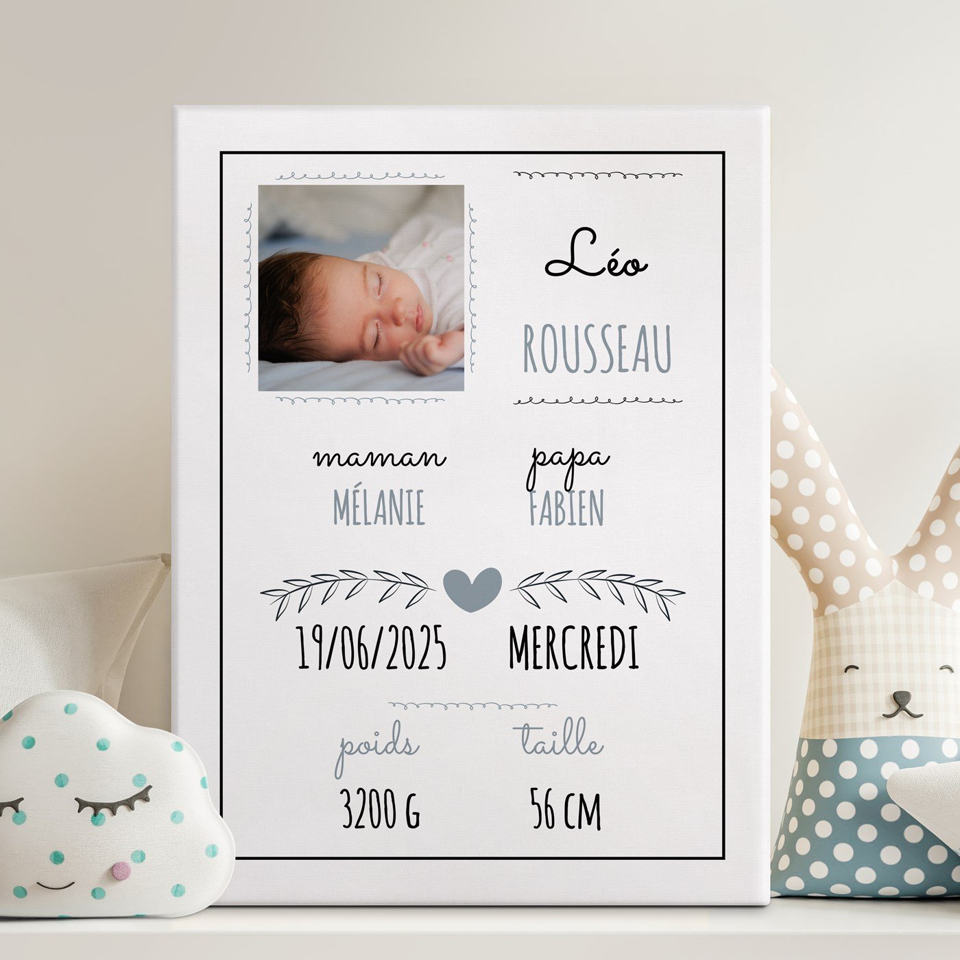 Lien personalizado de Murrano con foto para el nacimiento de un niño