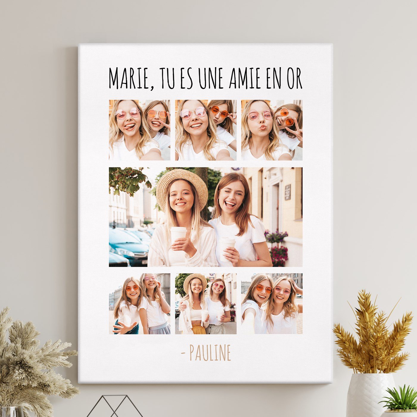 Collage photo personnalisé sur toile pour une amie