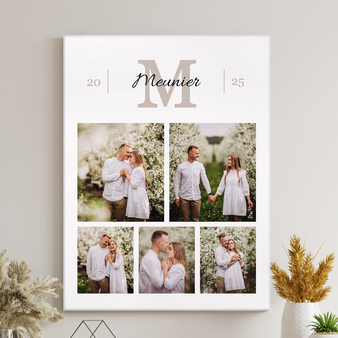 Toile personnalisée pour couple de mariage