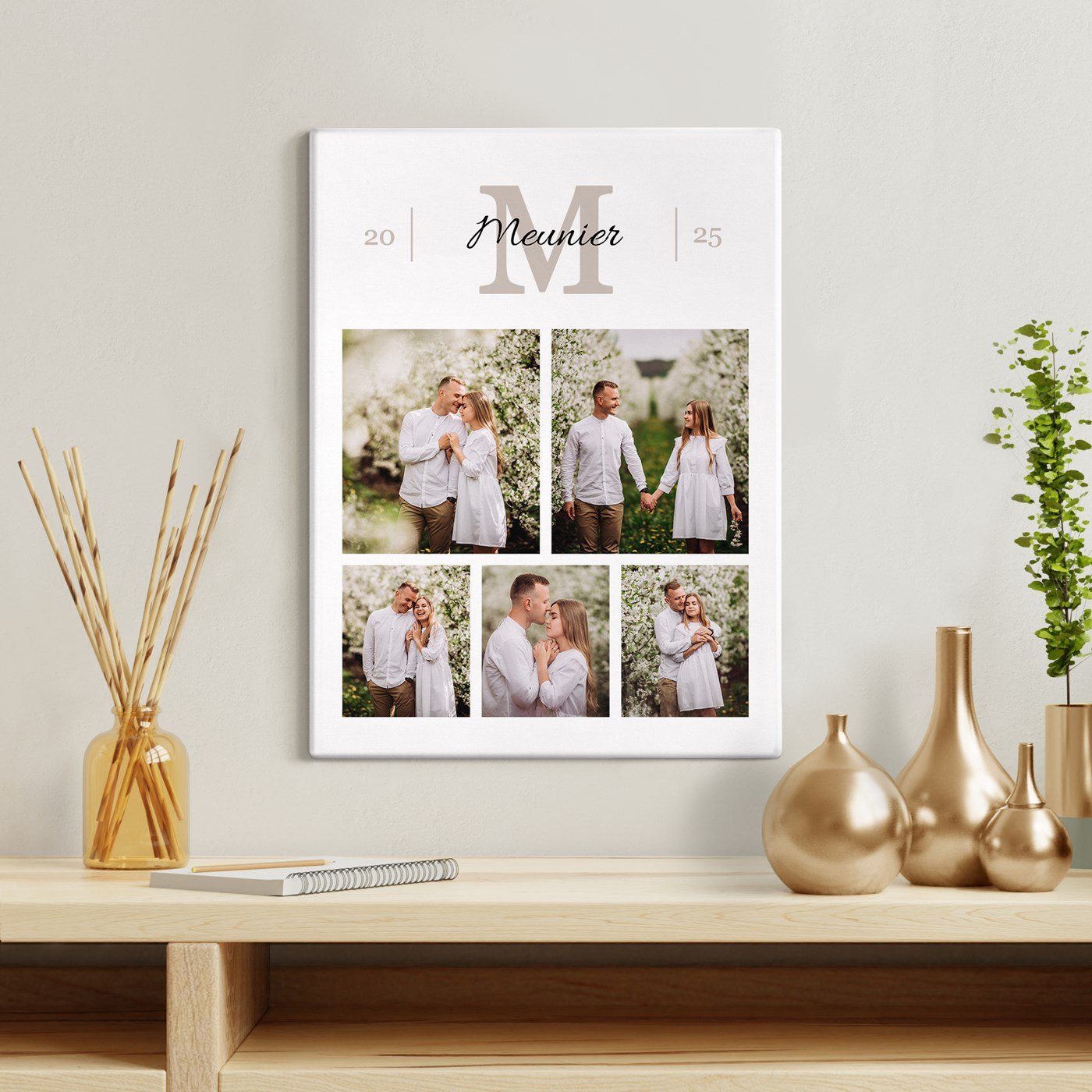 Toile personnalisée pour couple de mariage