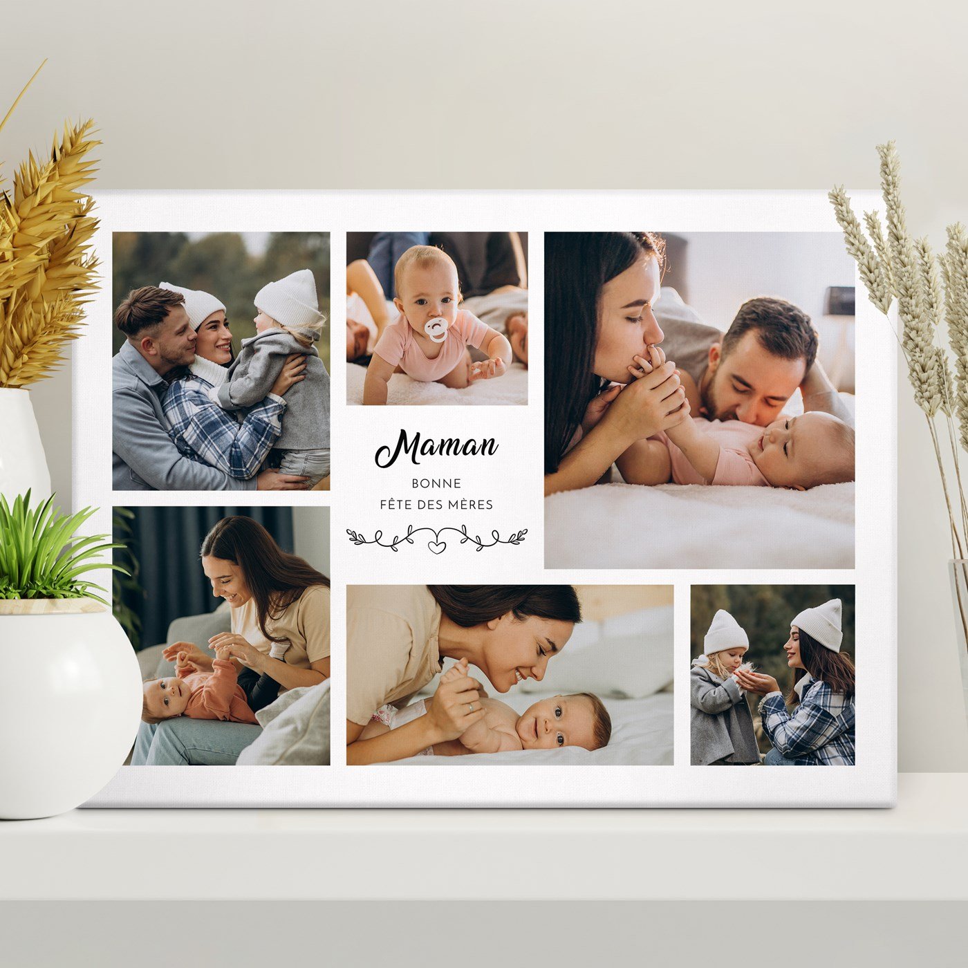 Collage fotográfico personalizado para mamá sobre lienzo