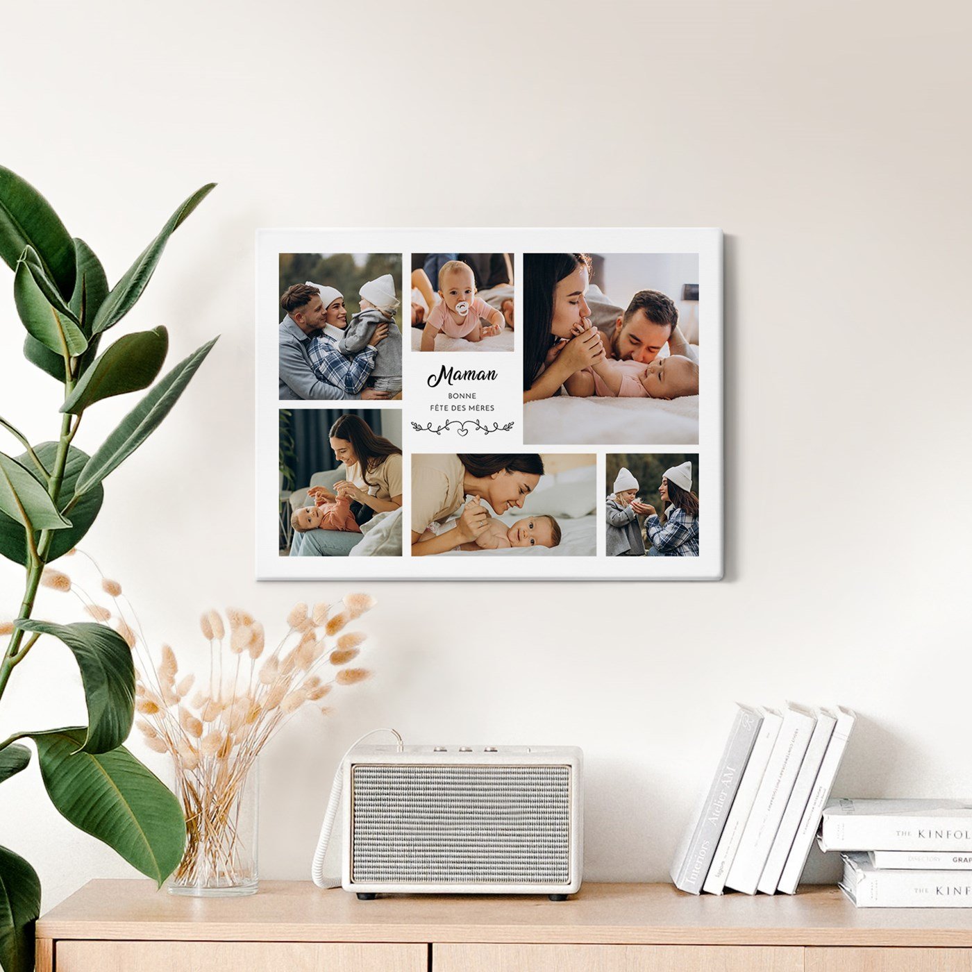 Collage fotográfico personalizado para mamá sobre lienzo