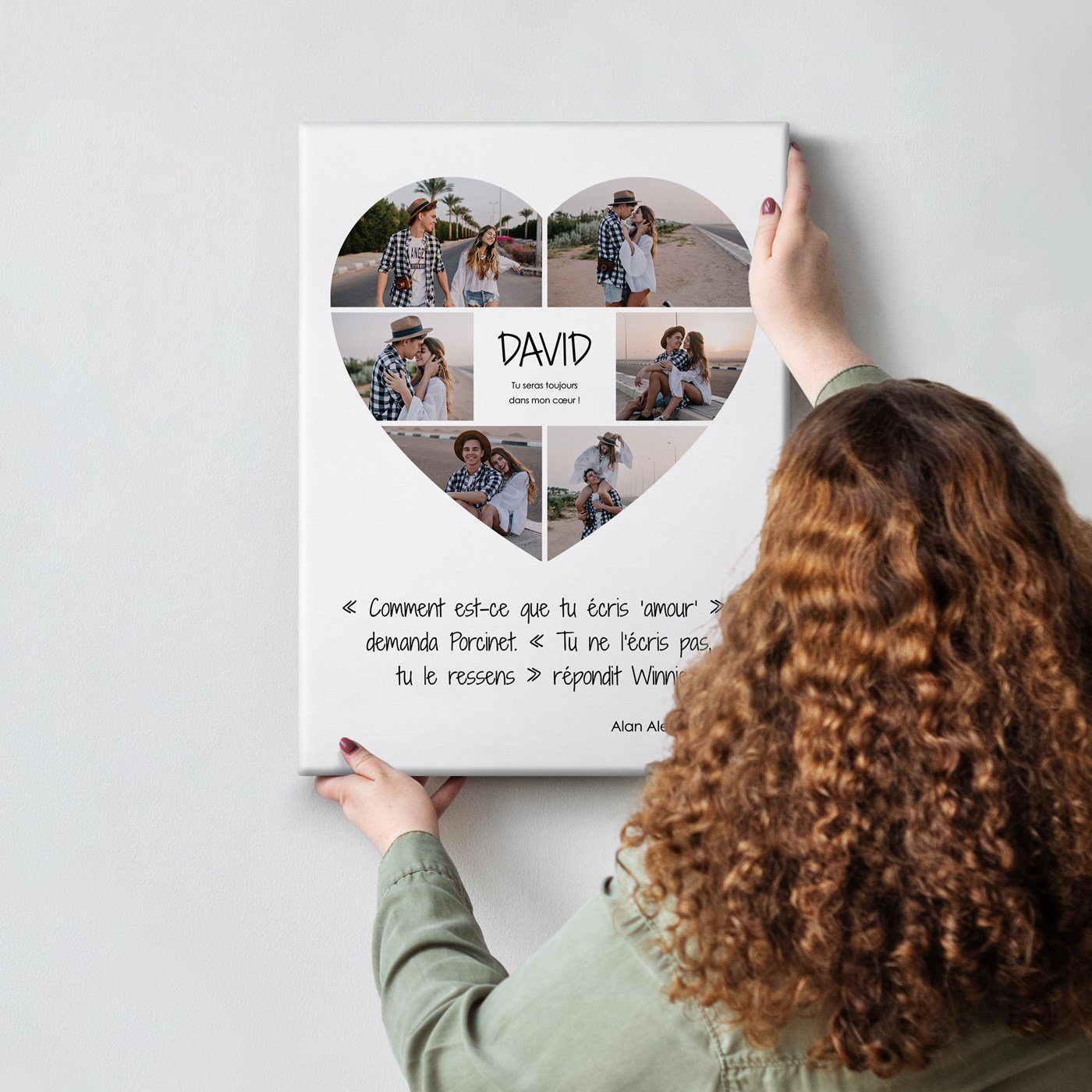 Collage photo personnalisé sur toile pour lui pour la Saint-Valentin