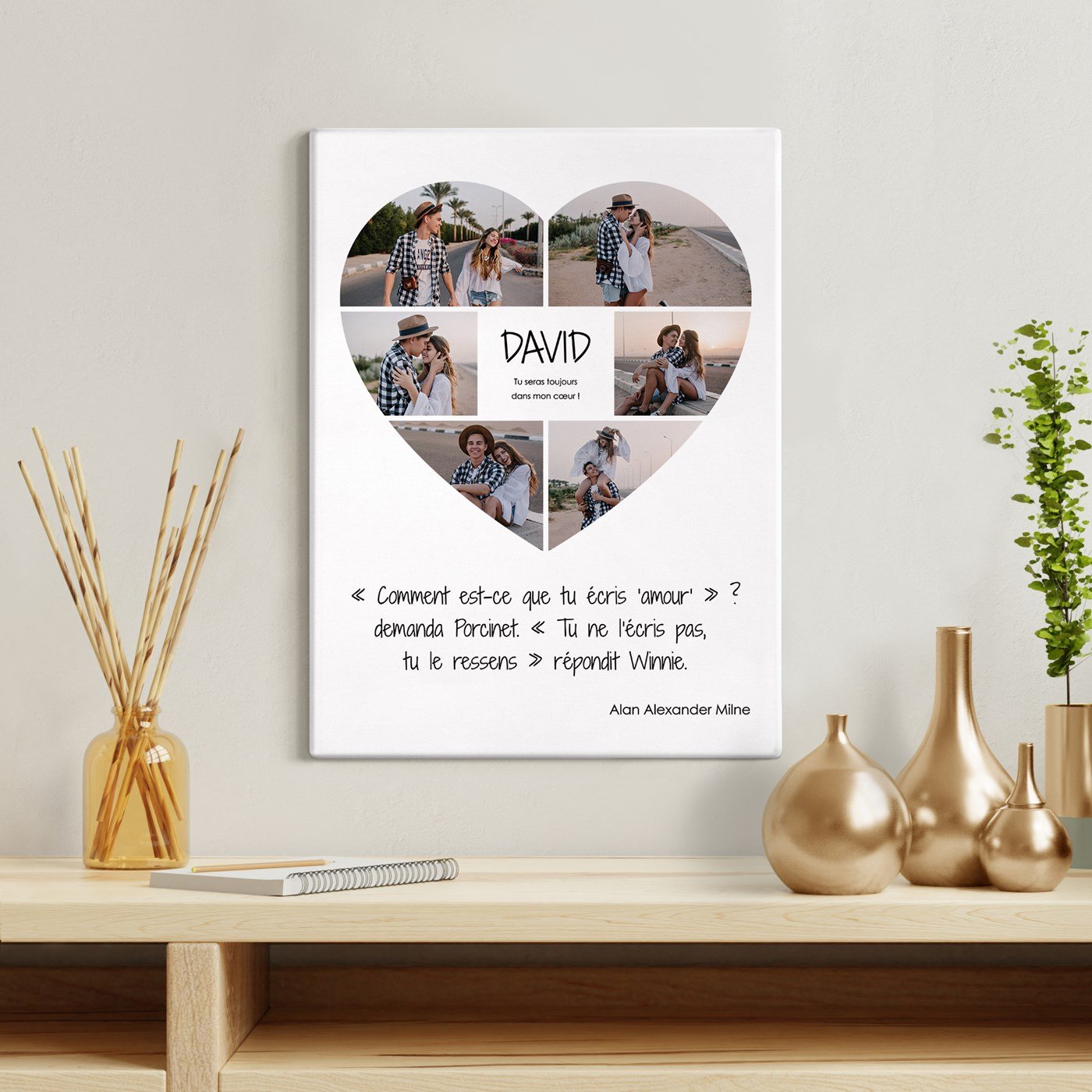 Collage photo personnalisé sur toile pour lui pour la Saint-Valentin