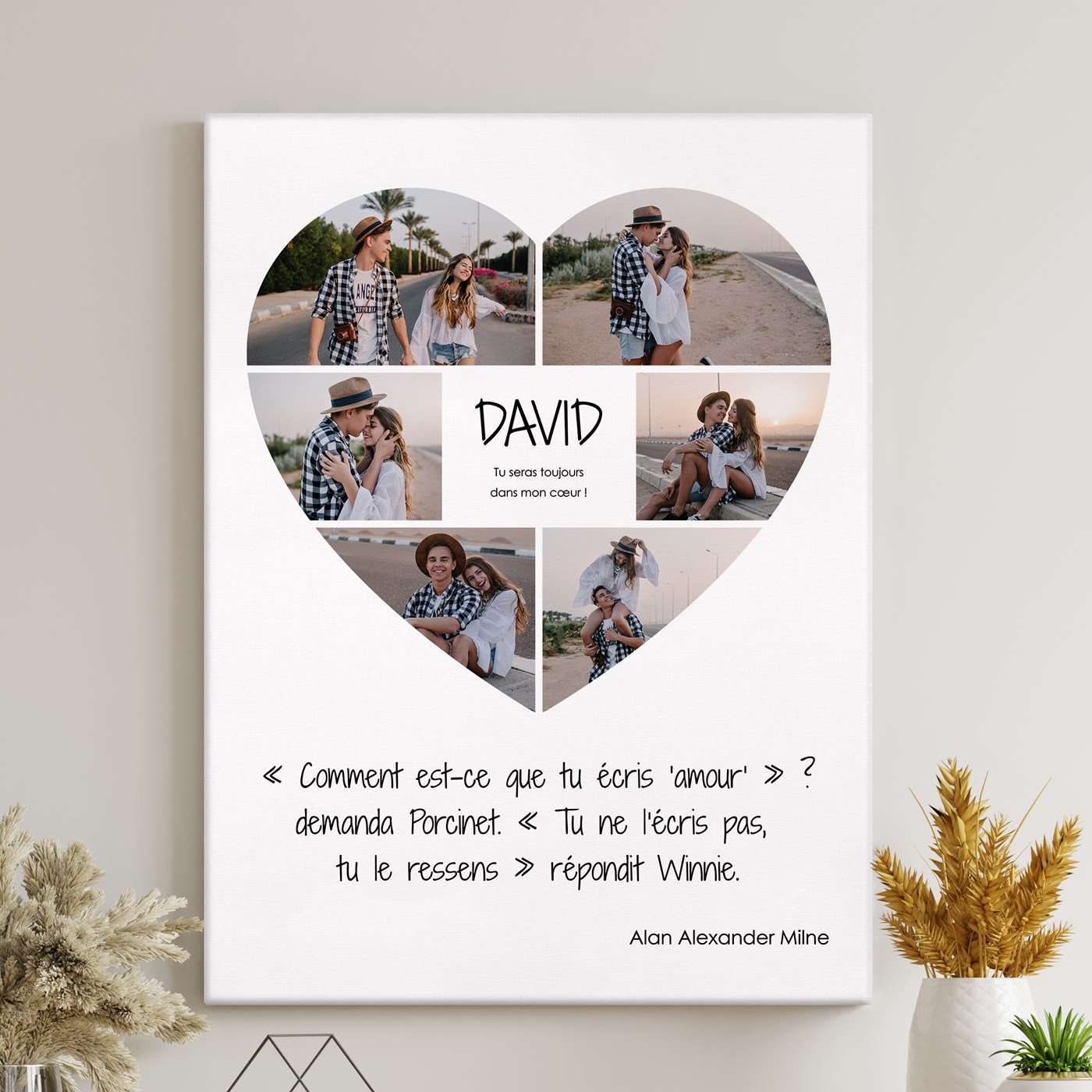 Personalized Photo Collage on Canvas for Him for Valentine's Day