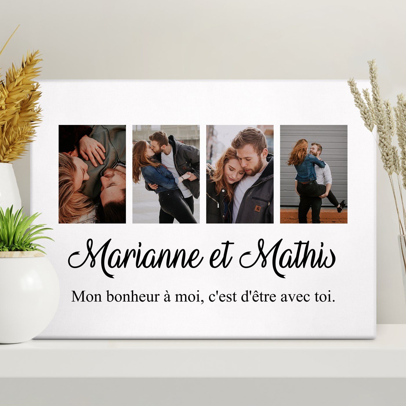 Collage photo personnalisé sur toile pour couple - Anniversaire de mariage
