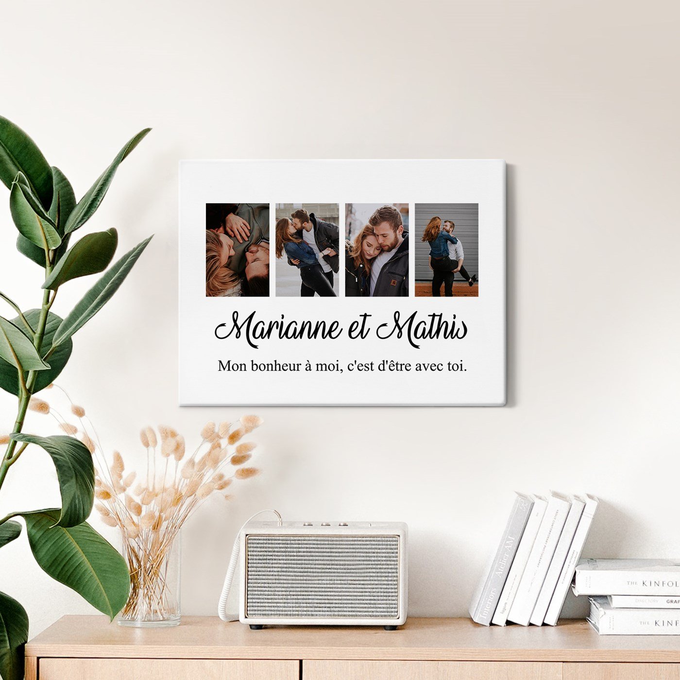 Collage photo personnalisé sur toile pour couple - Anniversaire de mariage