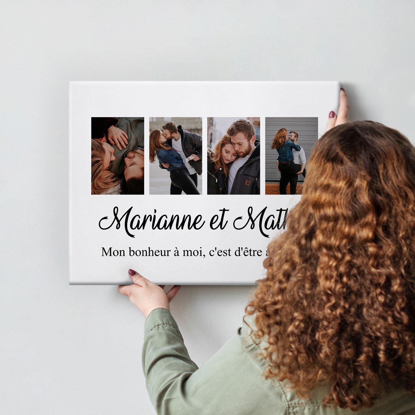 Collage photo personnalisé sur toile pour couple - Anniversaire de mariage