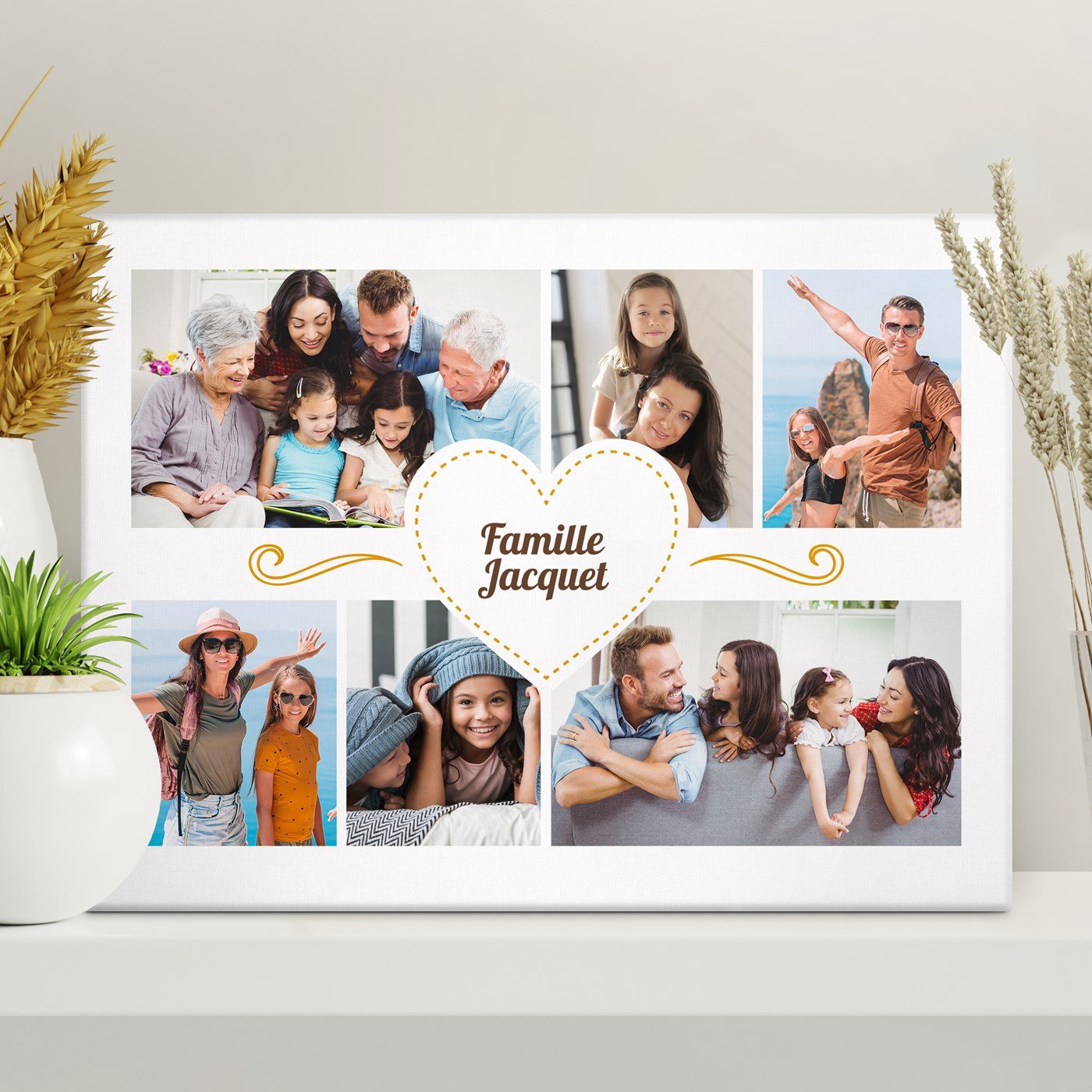 Collage photo personnalisé de notre famille sur toile Murrano