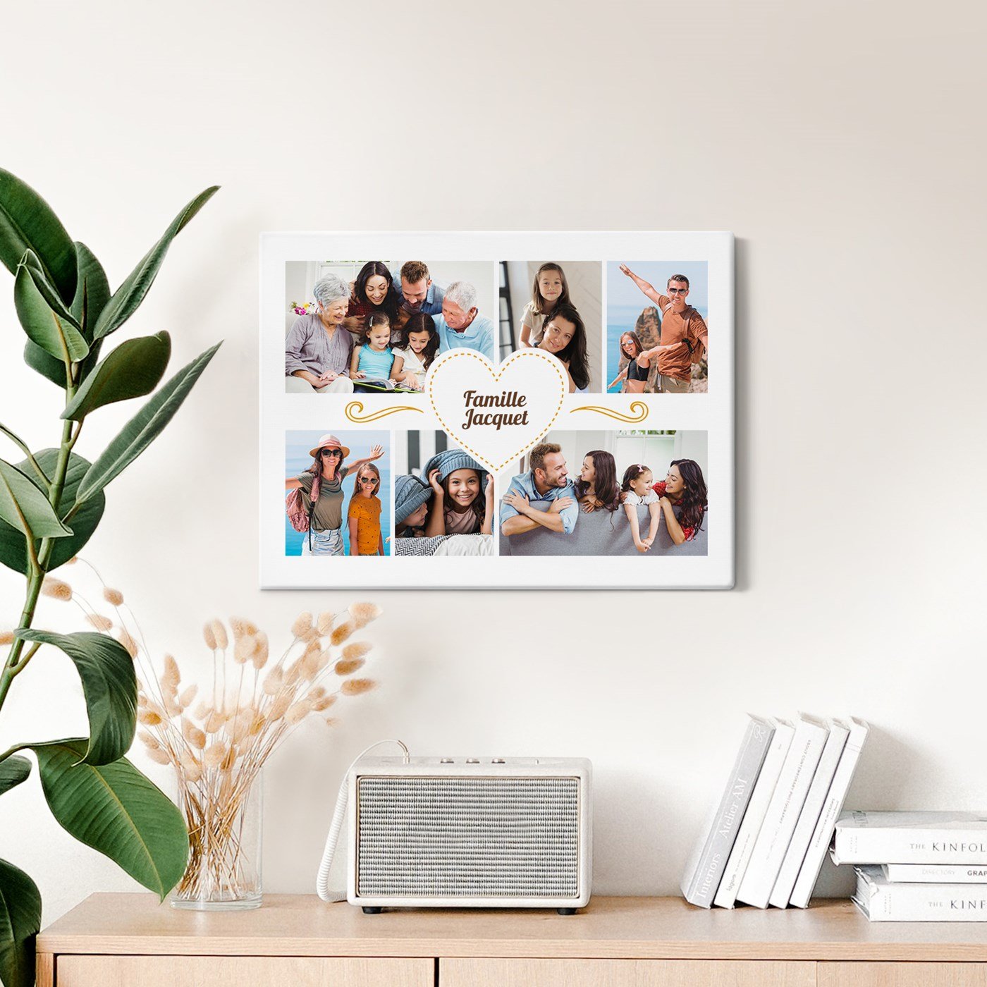 Collage photo personnalisé de notre famille sur toile Murrano