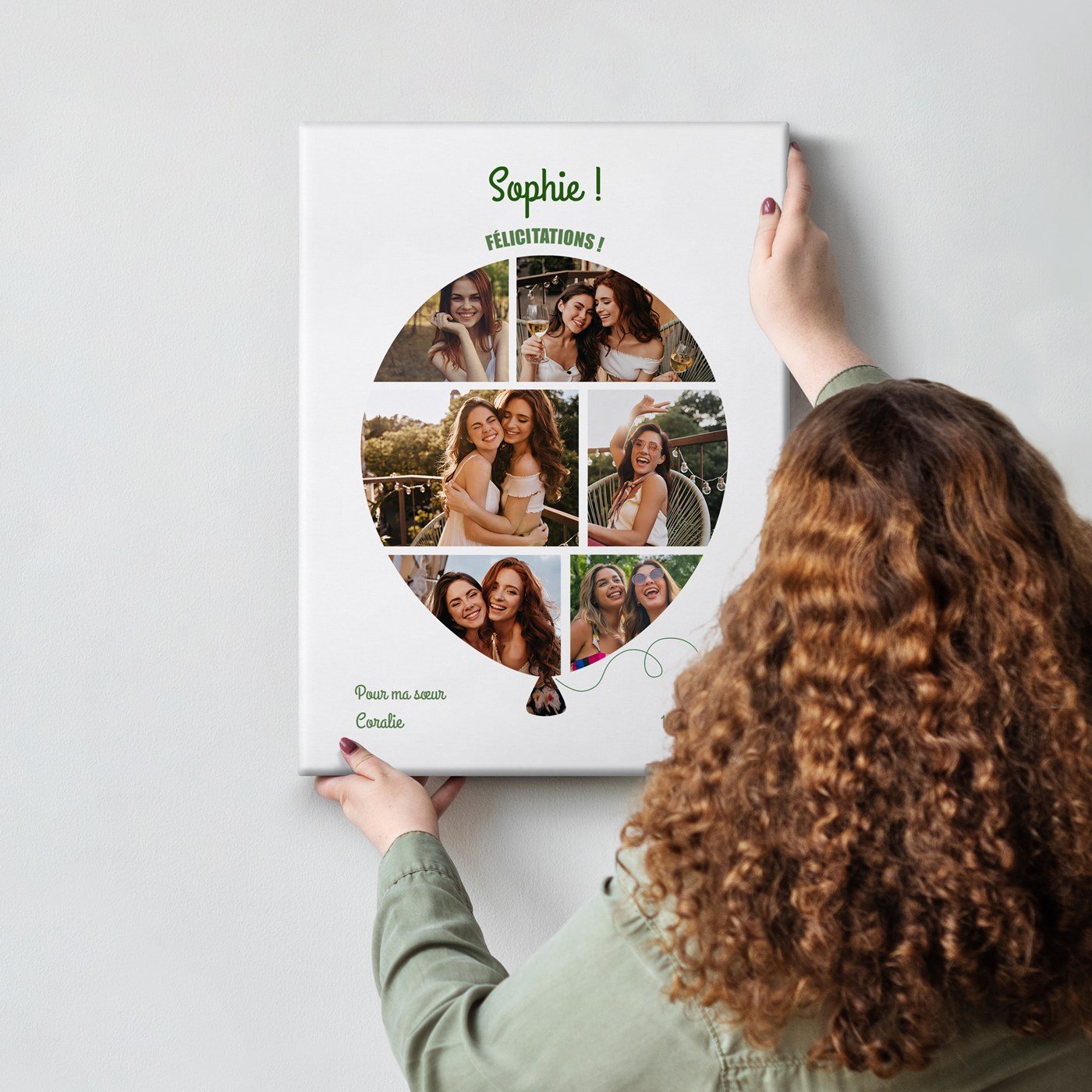 Collage de fotos personalizado en lienzo para hermana