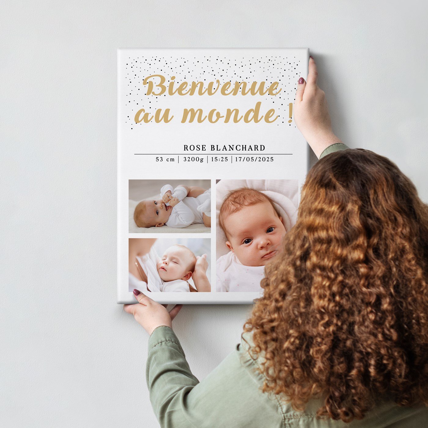 Collage de fotos personalizado para bebé en lienzo Murrano