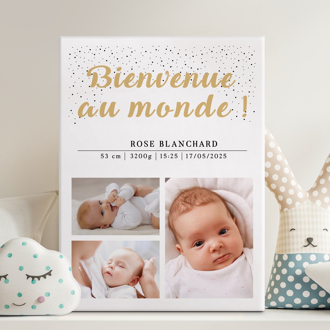 Collage de fotos personalizado para bebé en lienzo Murrano