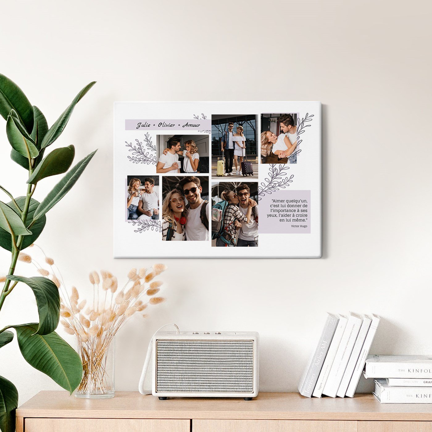 Collage photo personnalisé pour couple sur toile pour crémaillère