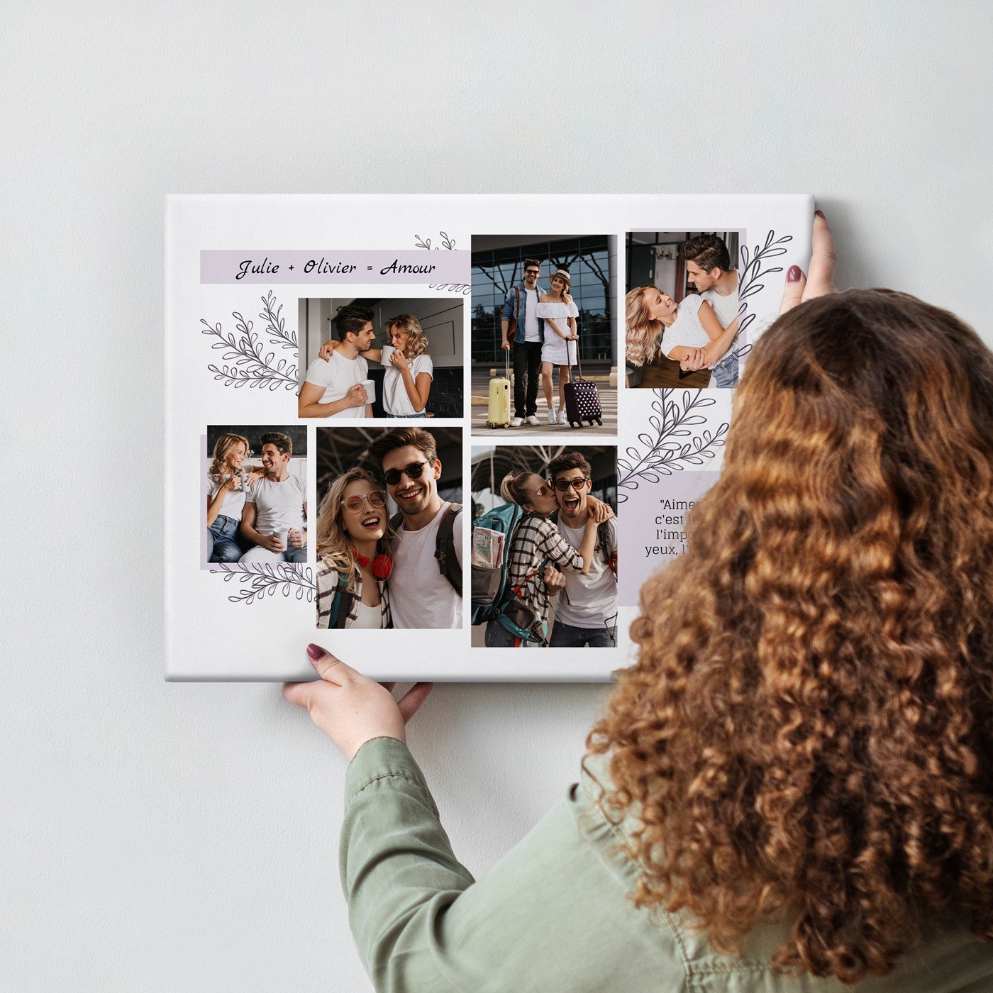 Collage photo personnalisé pour couple sur toile pour crémaillère