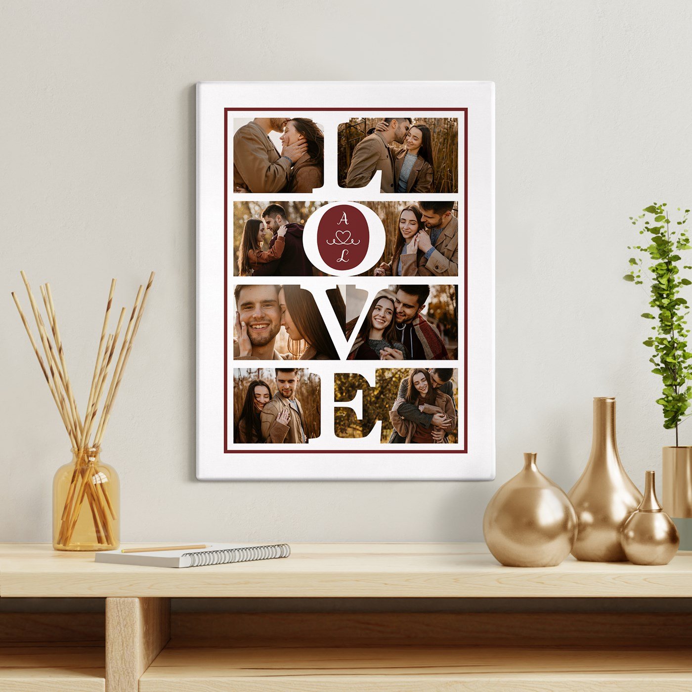 Collage de fotos personalizado para pareja en lienzo Murrano