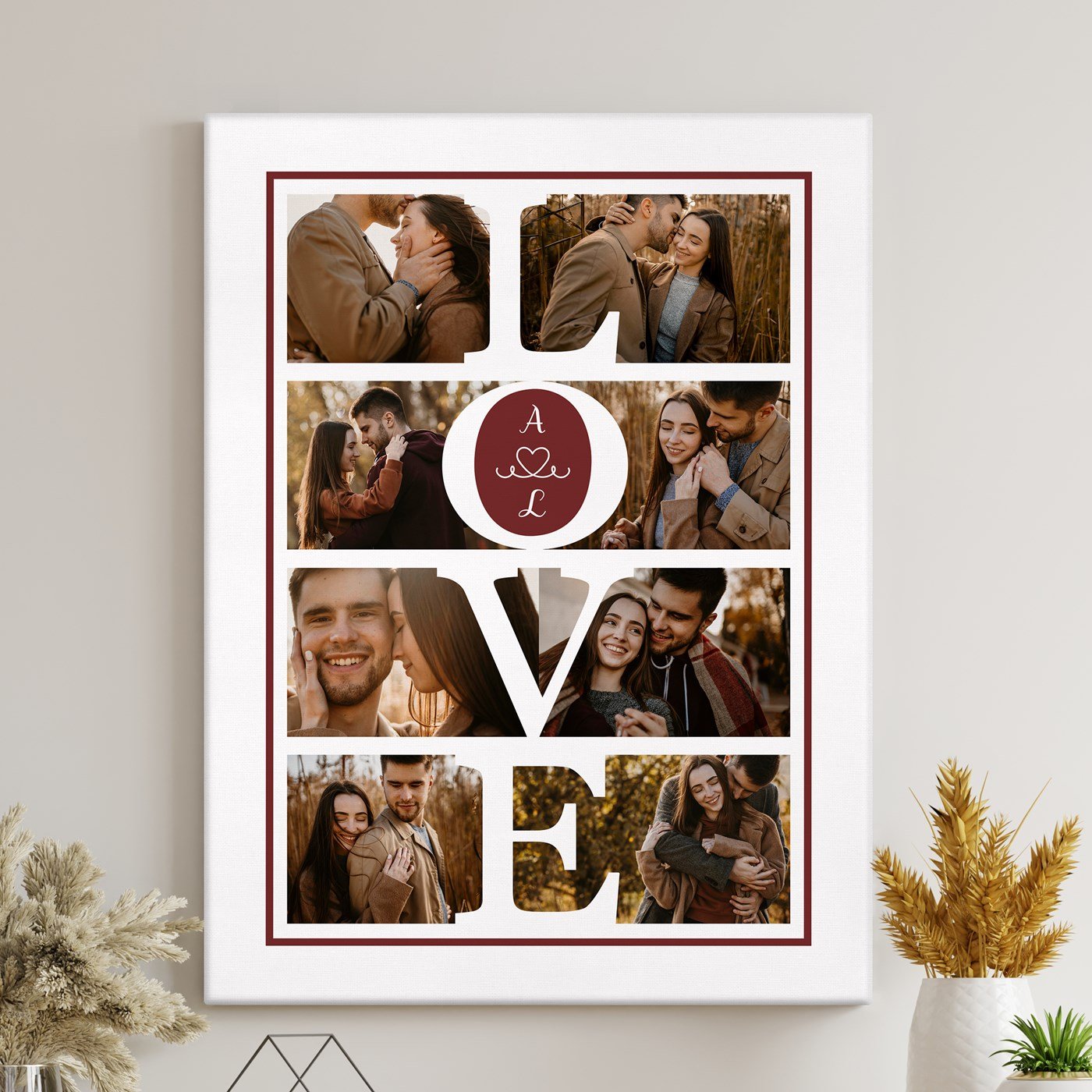 Collage de fotos personalizado para pareja en lienzo Murrano
