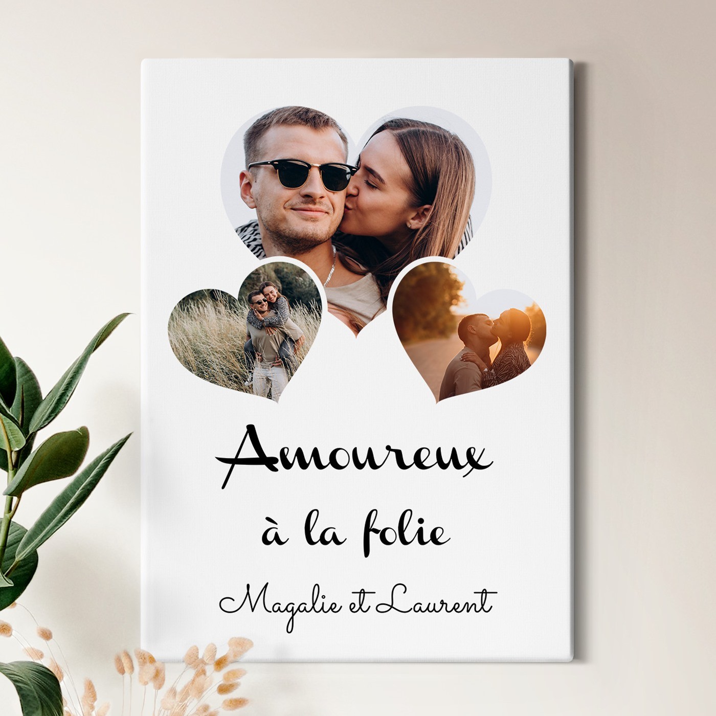 Collage photo personnalisé pour couple amoureux sur toile 50x70cm