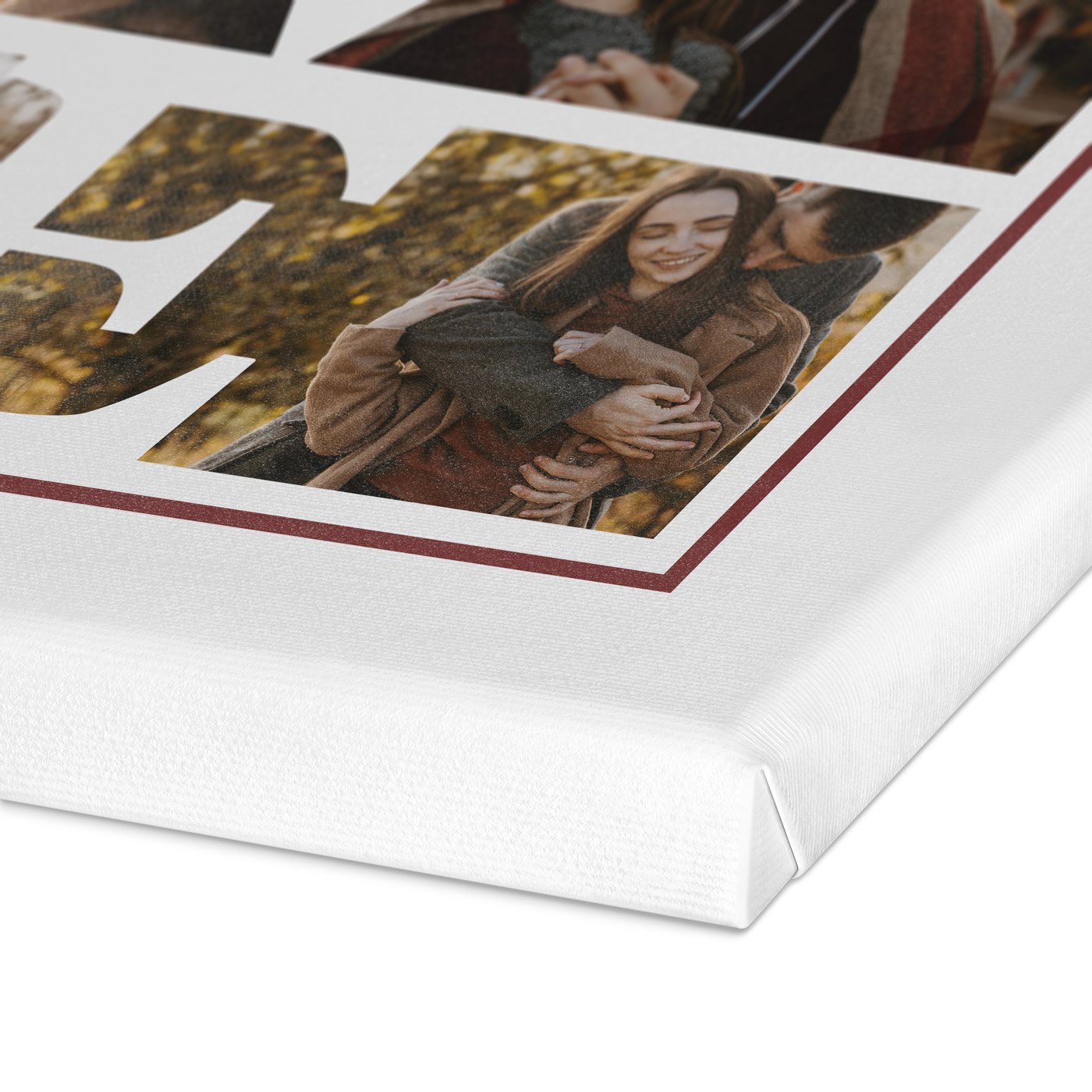 Collage photo personnalisé Murrano sur toile 50x70cm pour couple LOVE