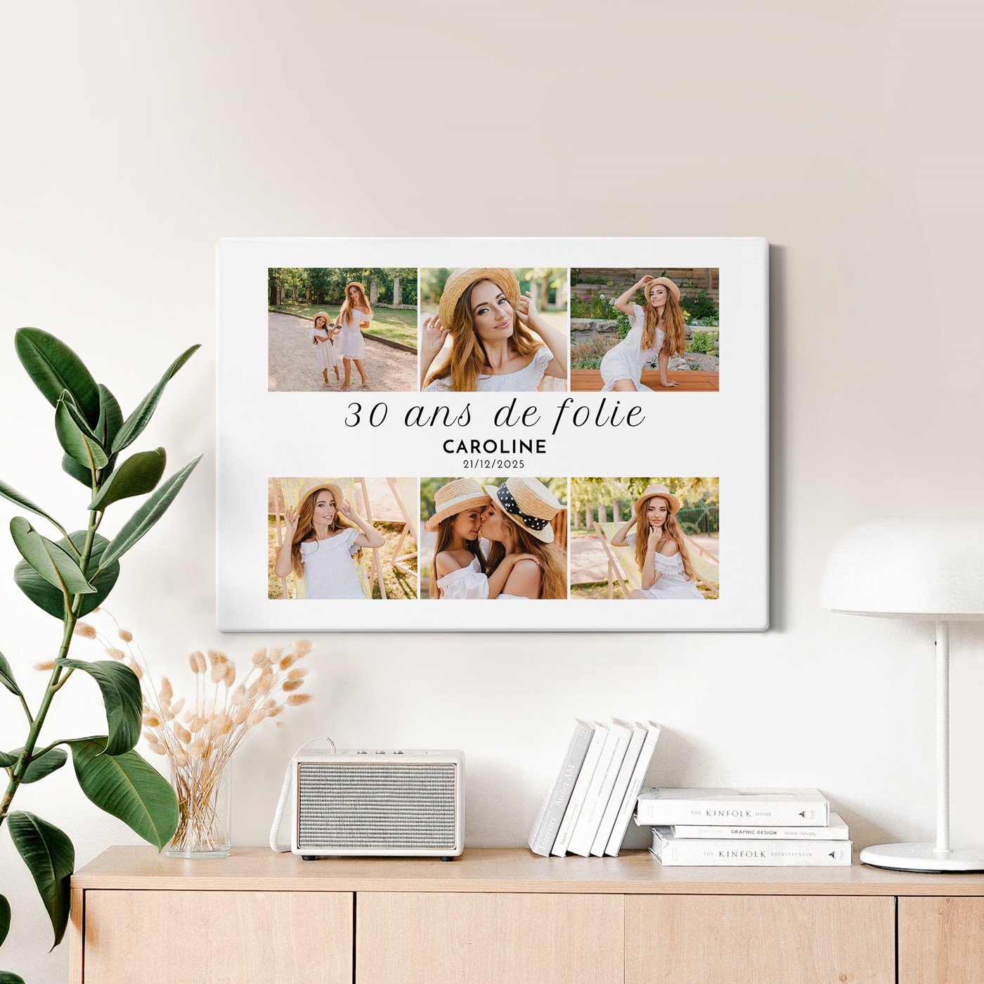 Collage de fotos personalizado sobre lienzo 50x70cm para mujer de 30 años