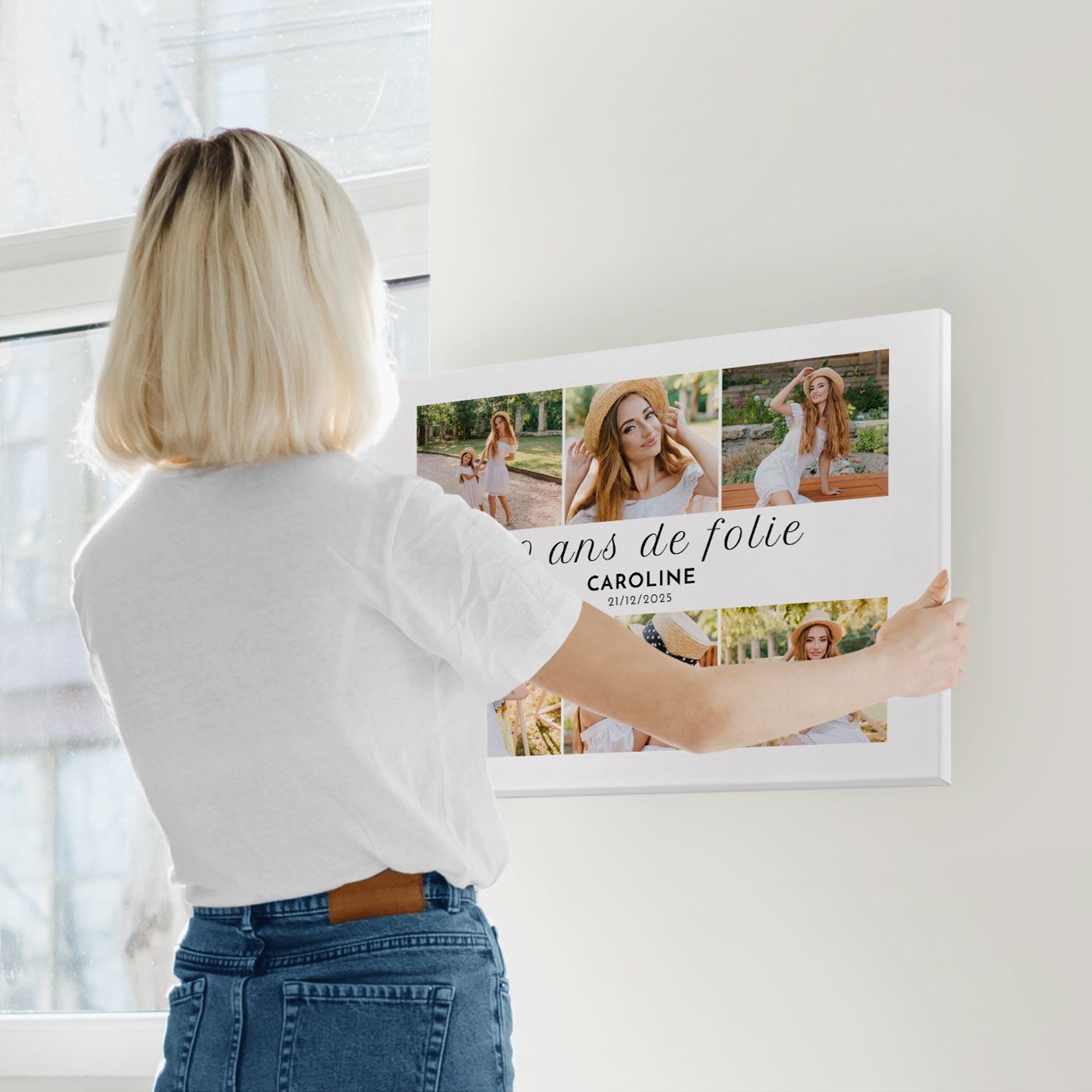Collage de fotos personalizado sobre lienzo 50x70cm para mujer de 30 años