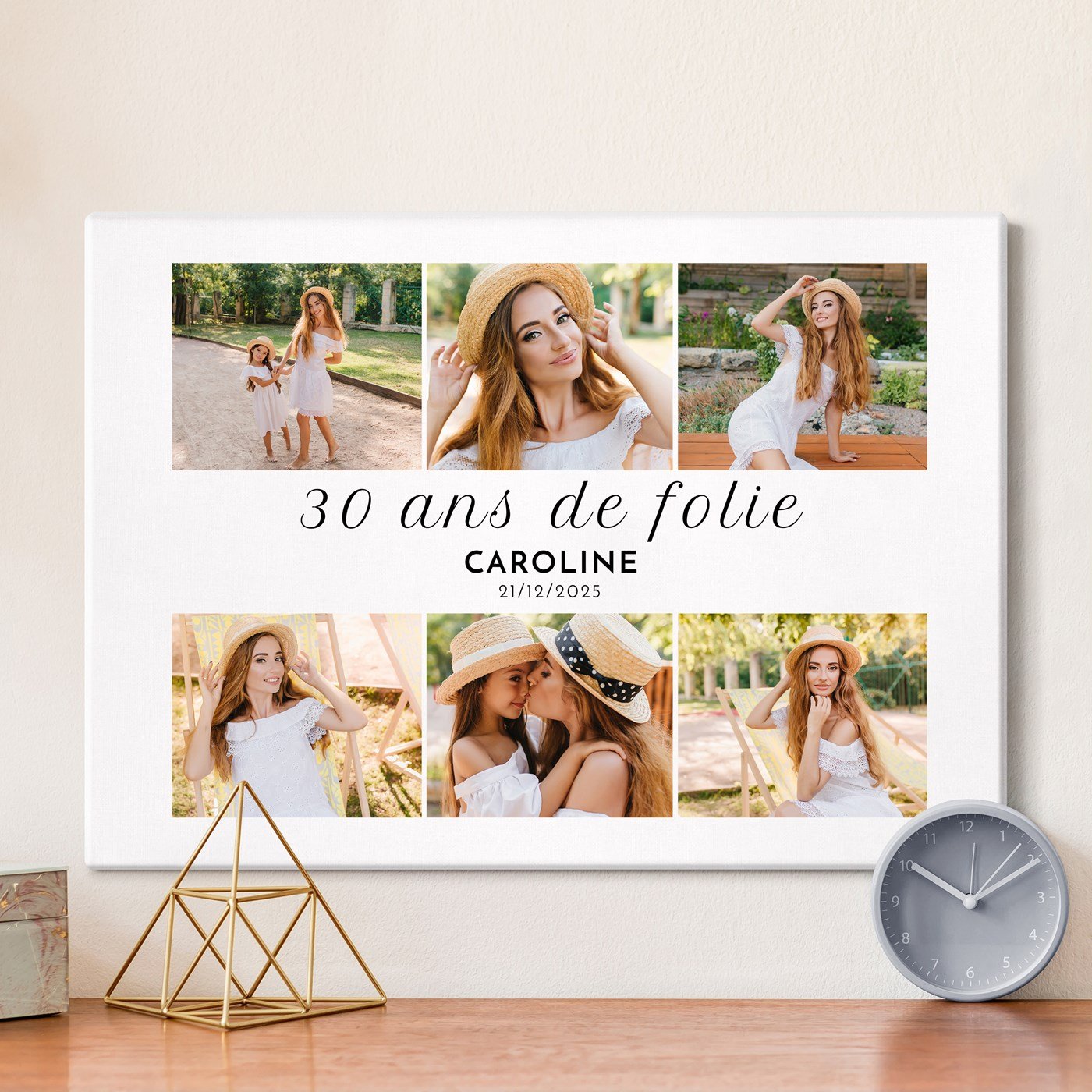 Collage de fotos personalizado sobre lienzo 50x70cm para mujer de 30 años