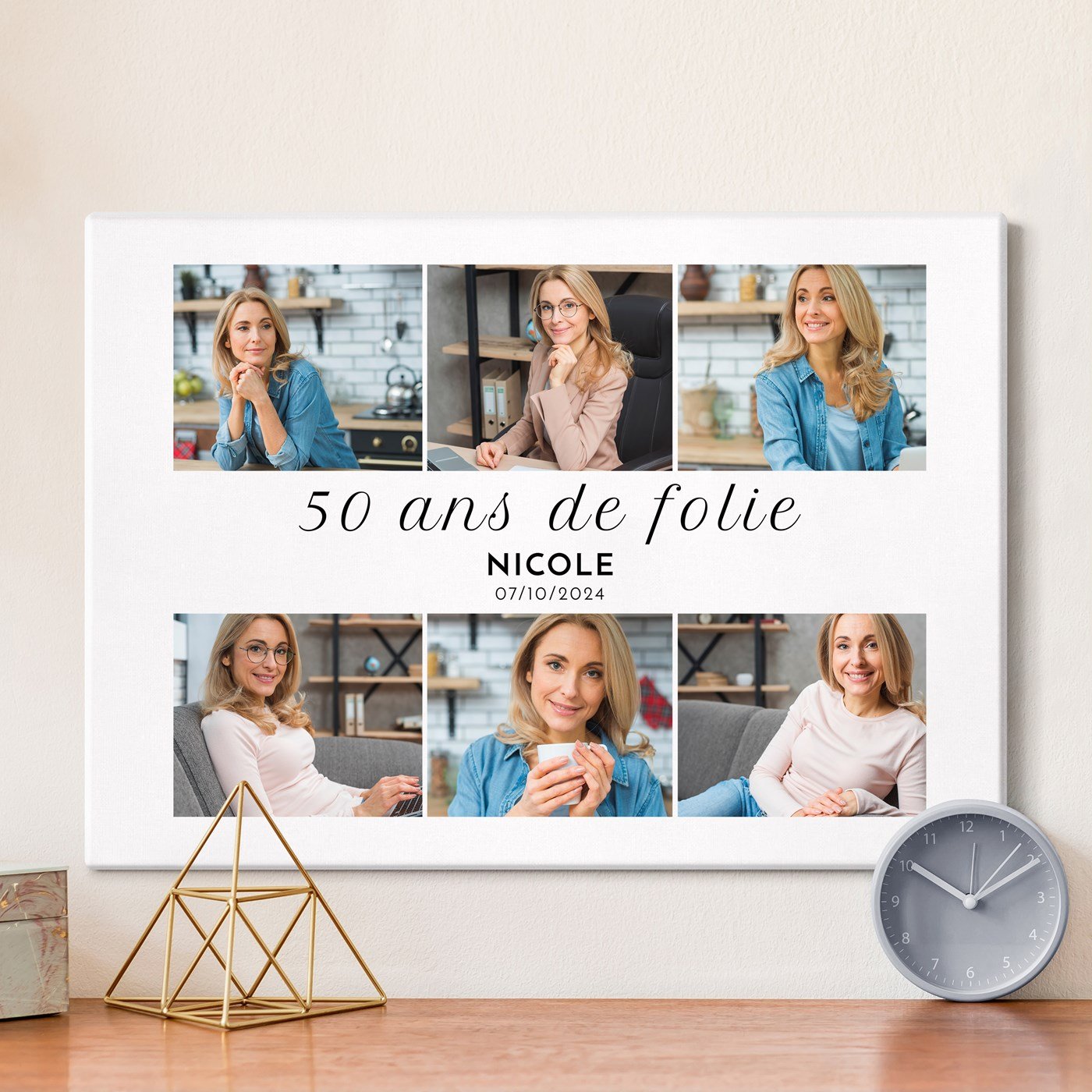 Lien de fotos personalizado sobre lienzo 50x70 cm para el cumpleaños número 50 de una mujer