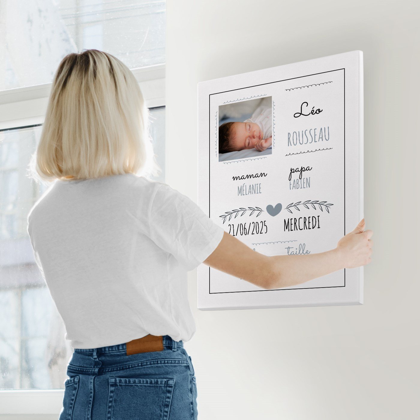 Collage de fotos personalizado Murrano para el nacimiento de un niño