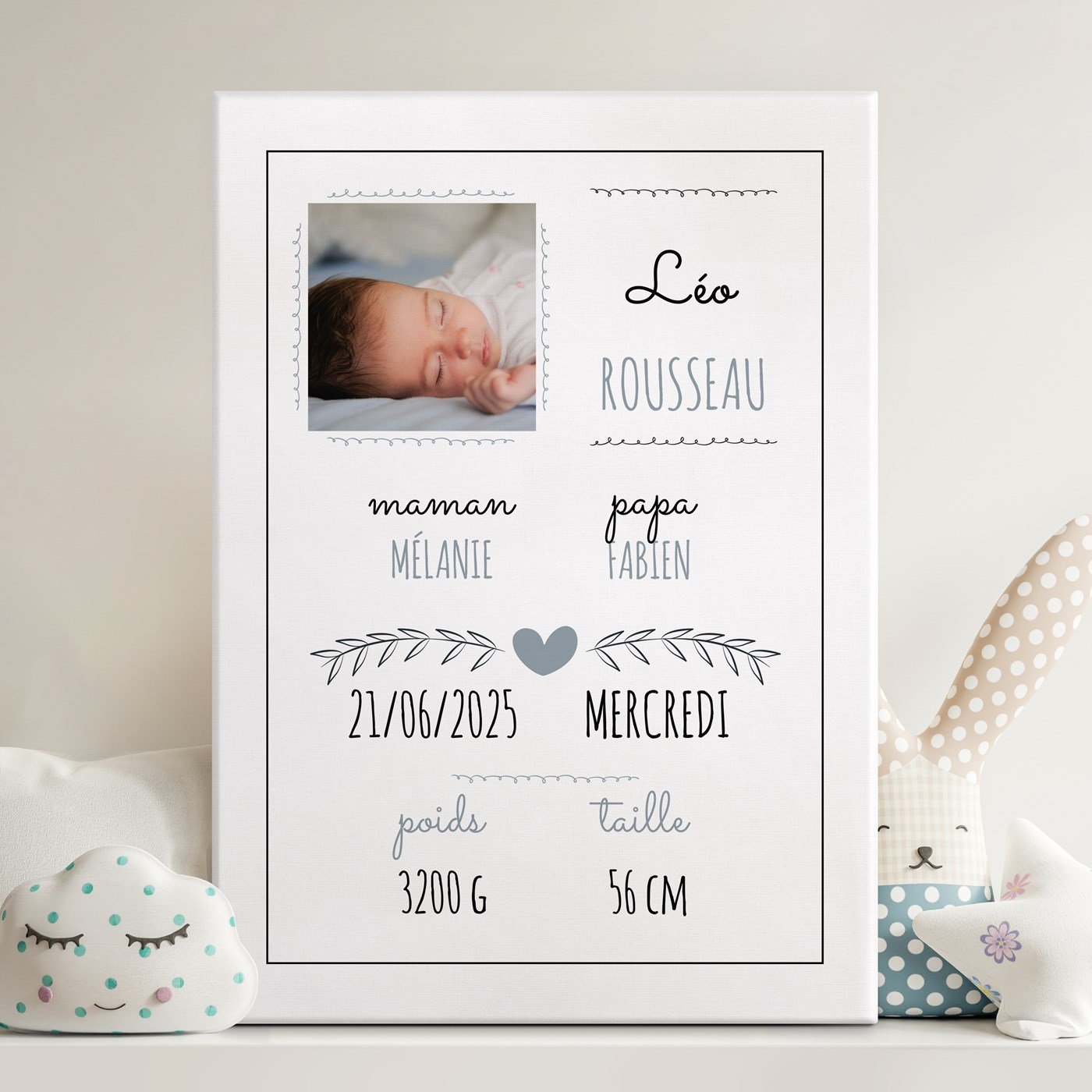 Collage de fotos personalizado Murrano para el nacimiento de un niño
