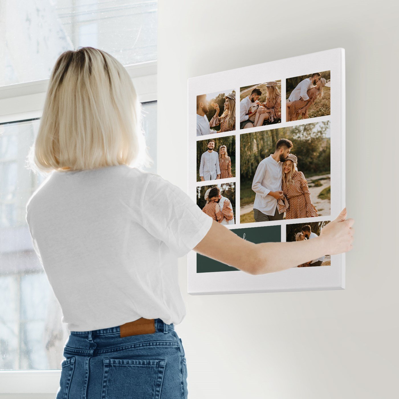 Collage de fotos personalizado sobre lienzo 50x70cm para prometido/amigo