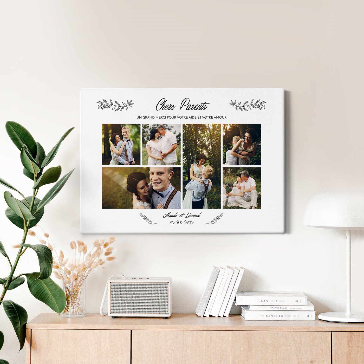 Toile personnalisée Collage photo Murrano 50x70cm pour cadeau de remerciement mariage parents