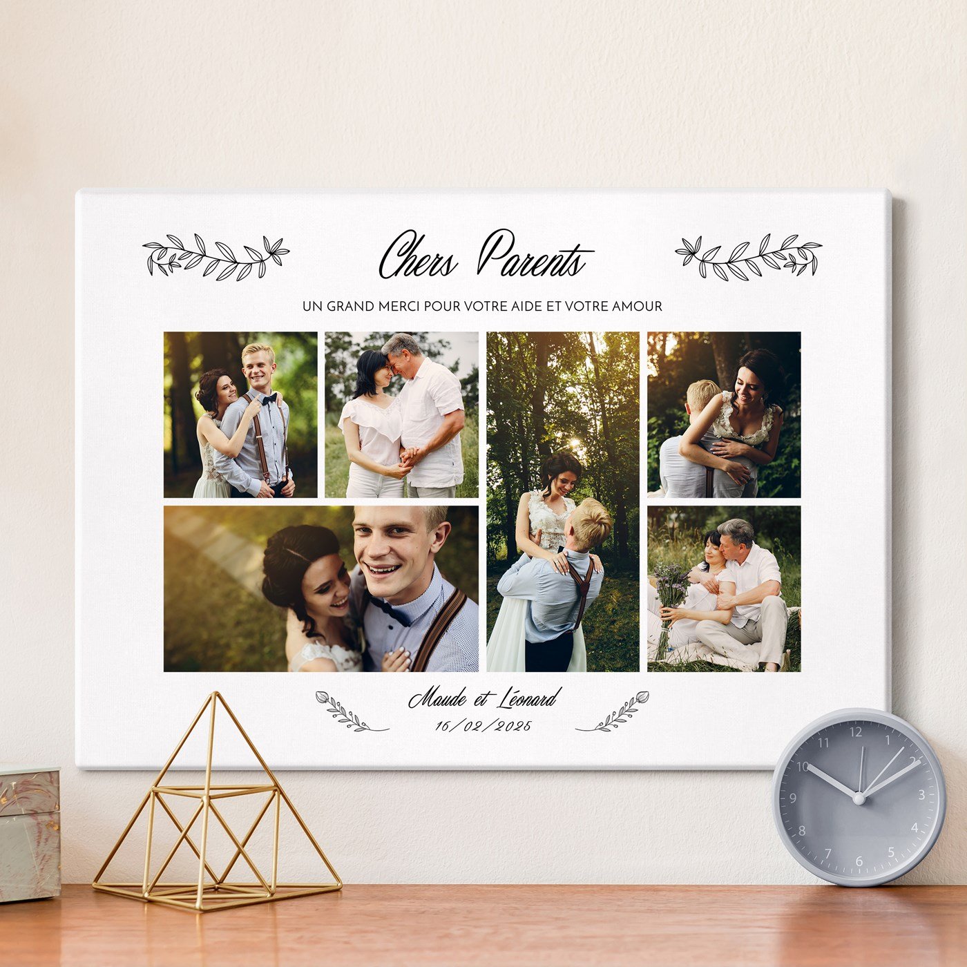 Toile personnalisée Collage photo Murrano 50x70cm pour cadeau de remerciement mariage parents