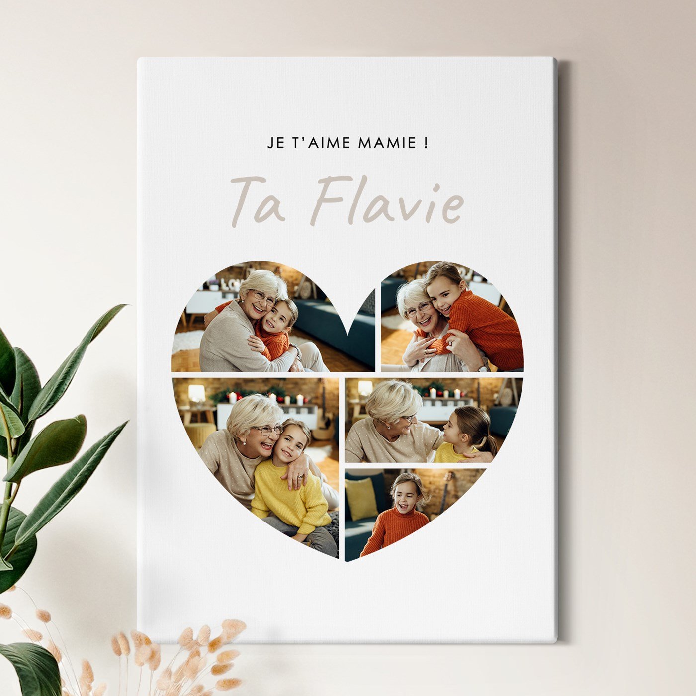 Collage de fotos personalizado en lienzo 50x70cm para la abuela
