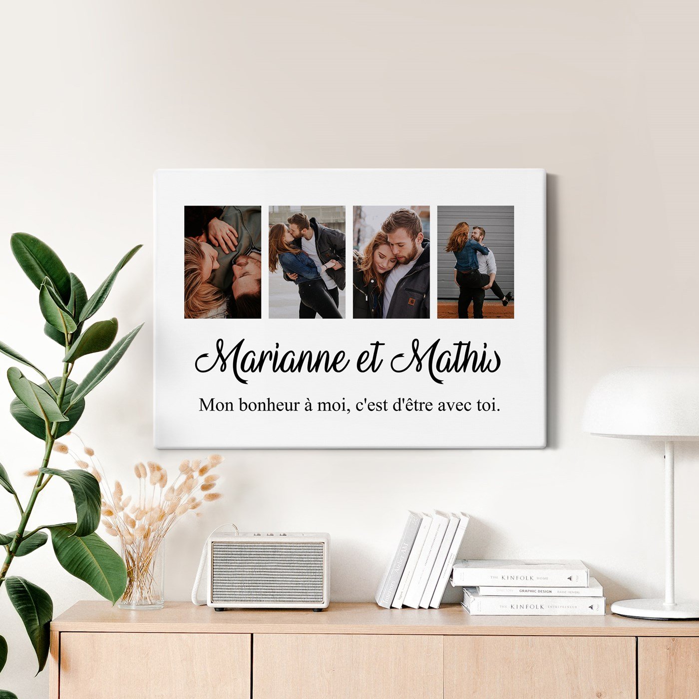 Collage de fotos personalizado sobre lienzo 50x70cm para pareja aniversario de boda