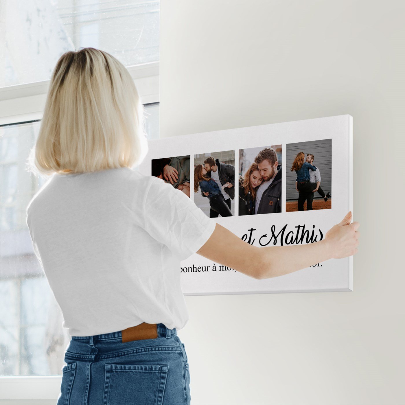 Collage de fotos personalizado sobre lienzo 50x70cm para pareja aniversario de boda