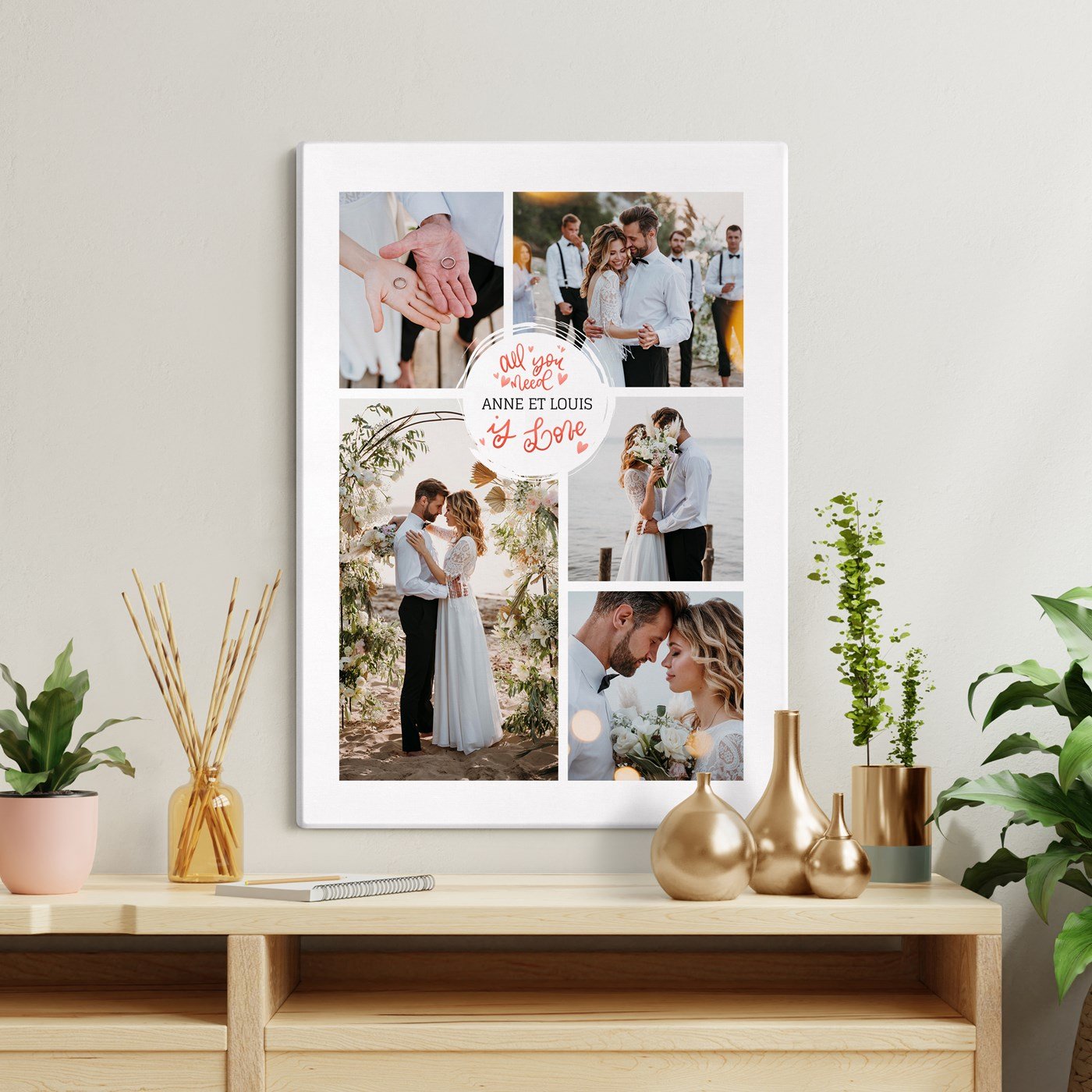 Murrano Custom Photo Collage on Canvas 50x70cm for Couple Wedding