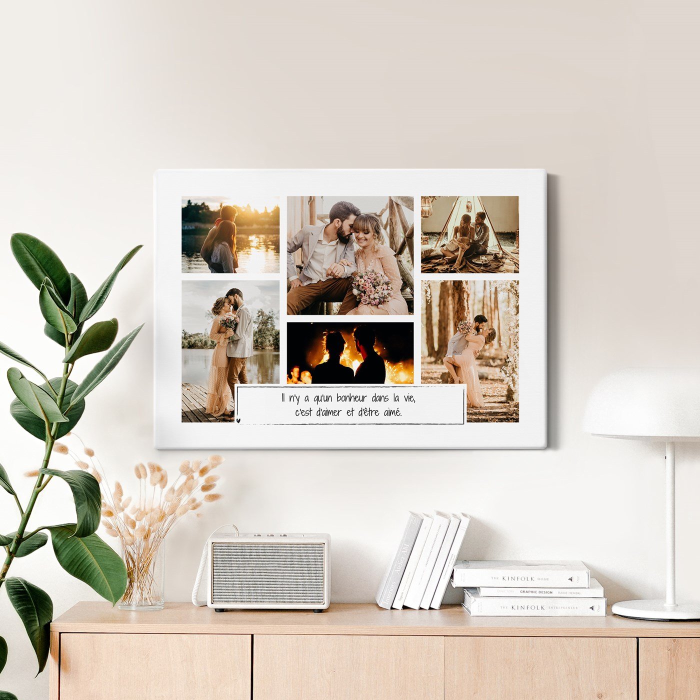 Collage de fotos personalizado Murrano sobre lienzo 50x70cm para amigos