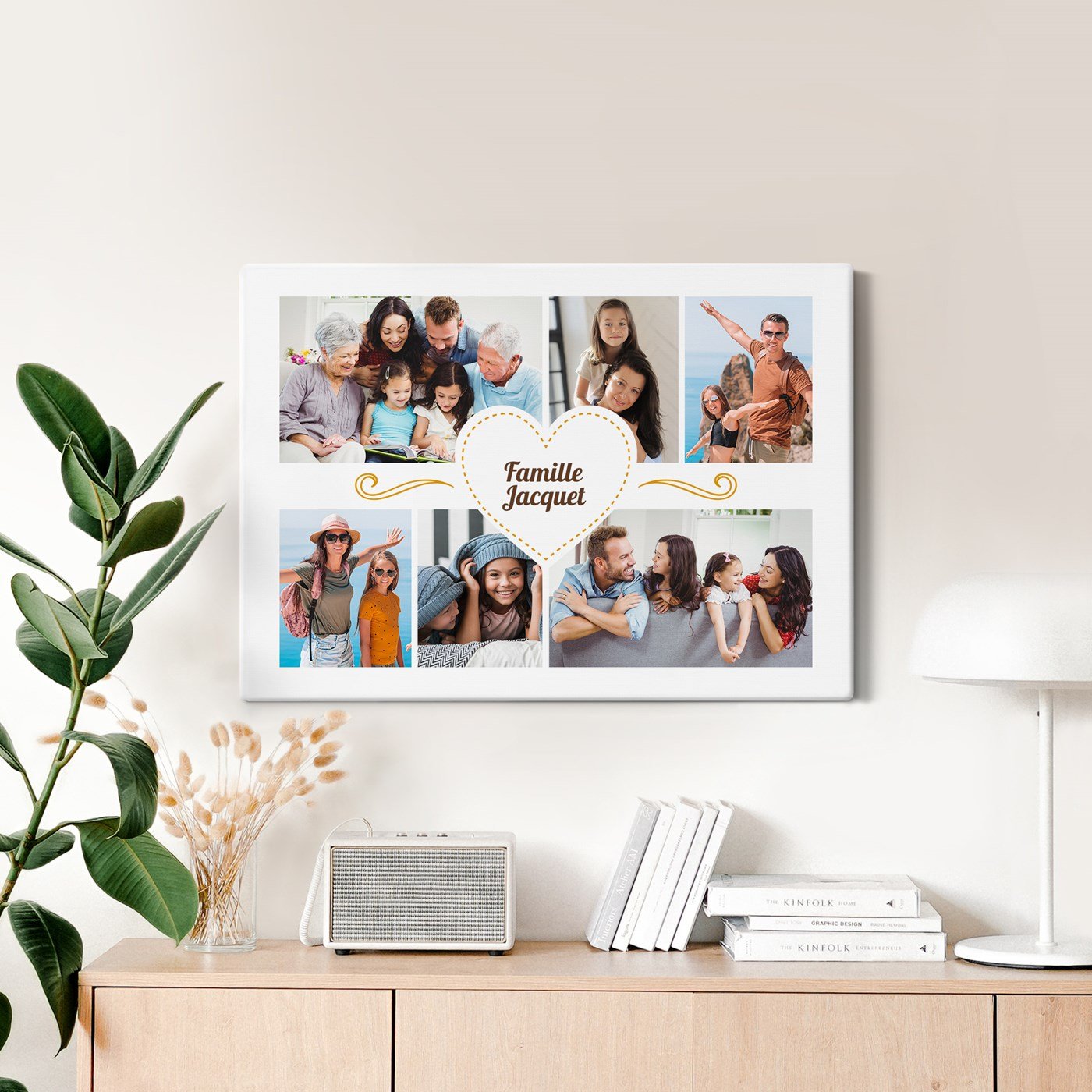 Collage photo personnalisé de la famille sur toile 50x70cm