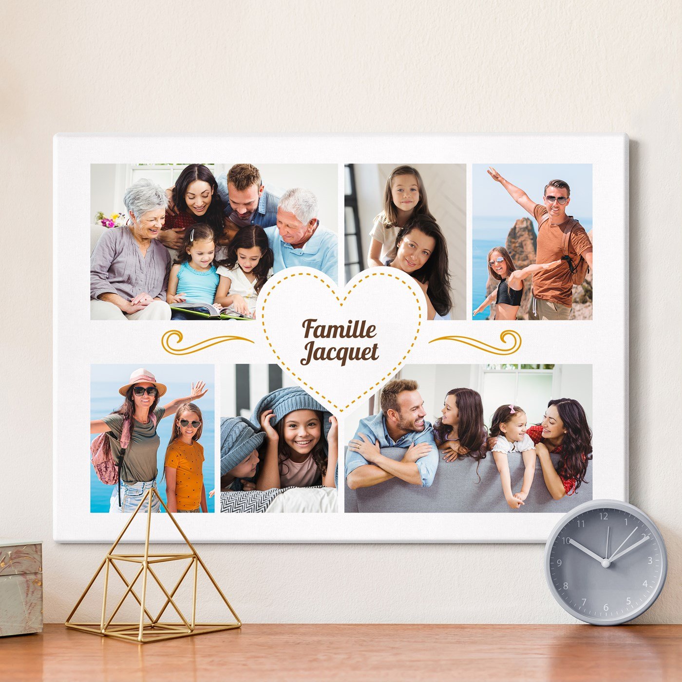 Collage photo personnalisé de la famille sur toile 50x70cm